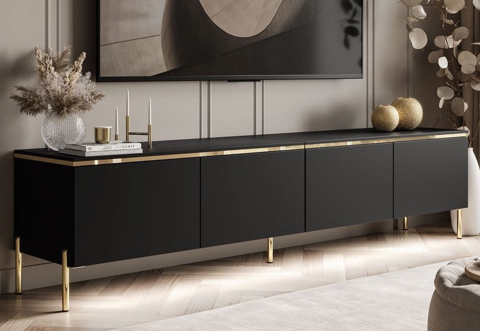 ALLHOUSE24 TV-Schrank NELLY 200 cm Gold günstig online kaufen