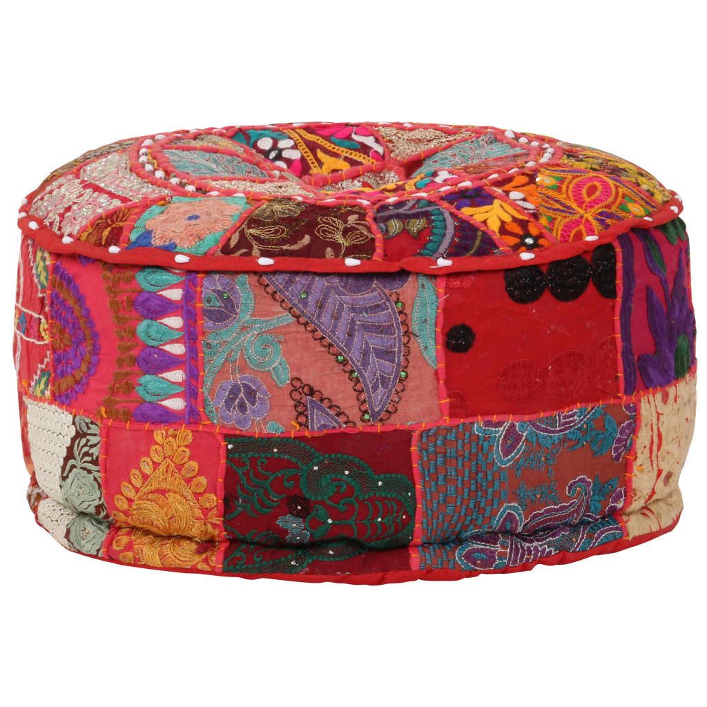 vidaXL Polsterhocker Patchwork Sitzpouf Rund Baumwolle günstig online kaufen