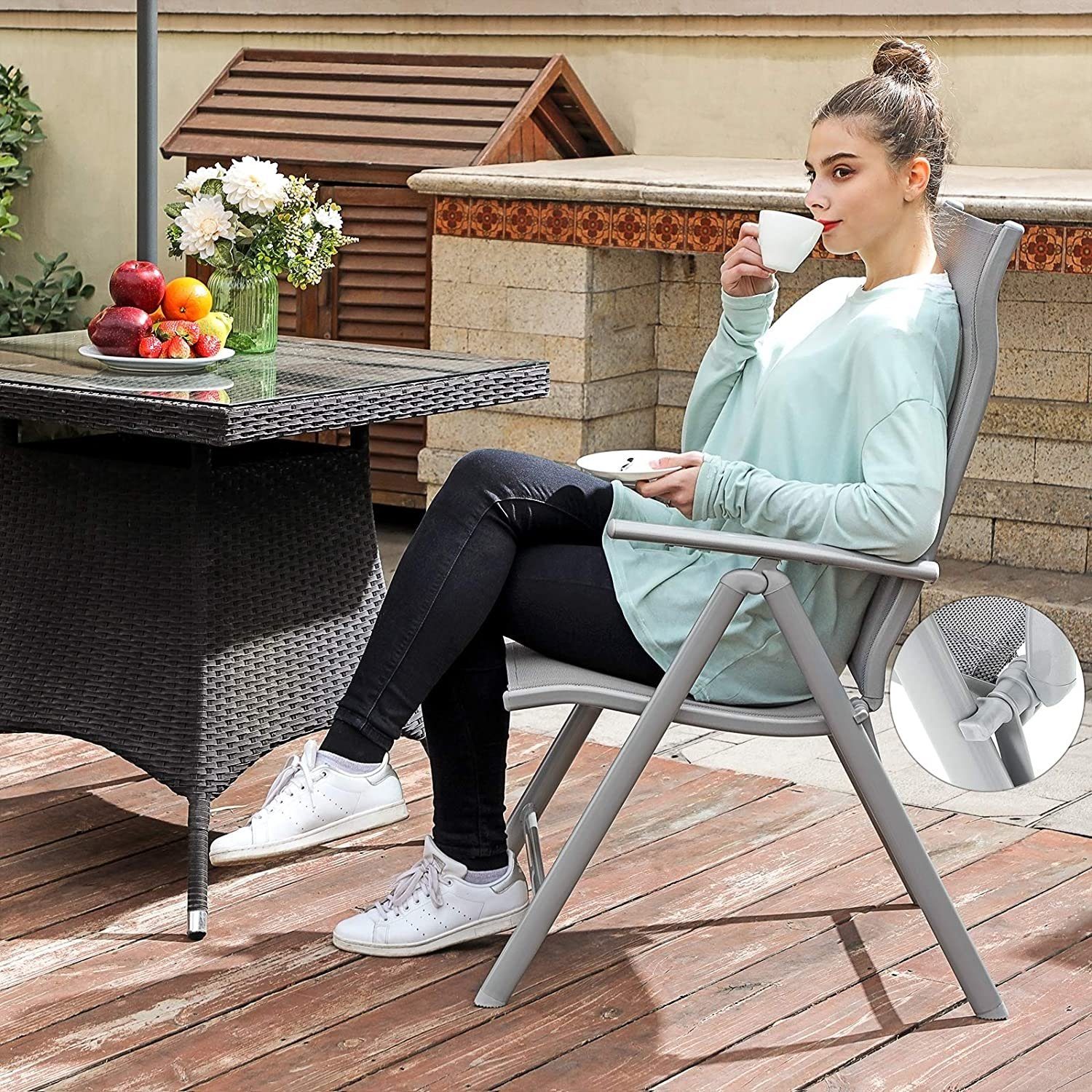 SONGMICS Gartenstuhl (1 St), 8-fach verstellbare günstig online kaufen