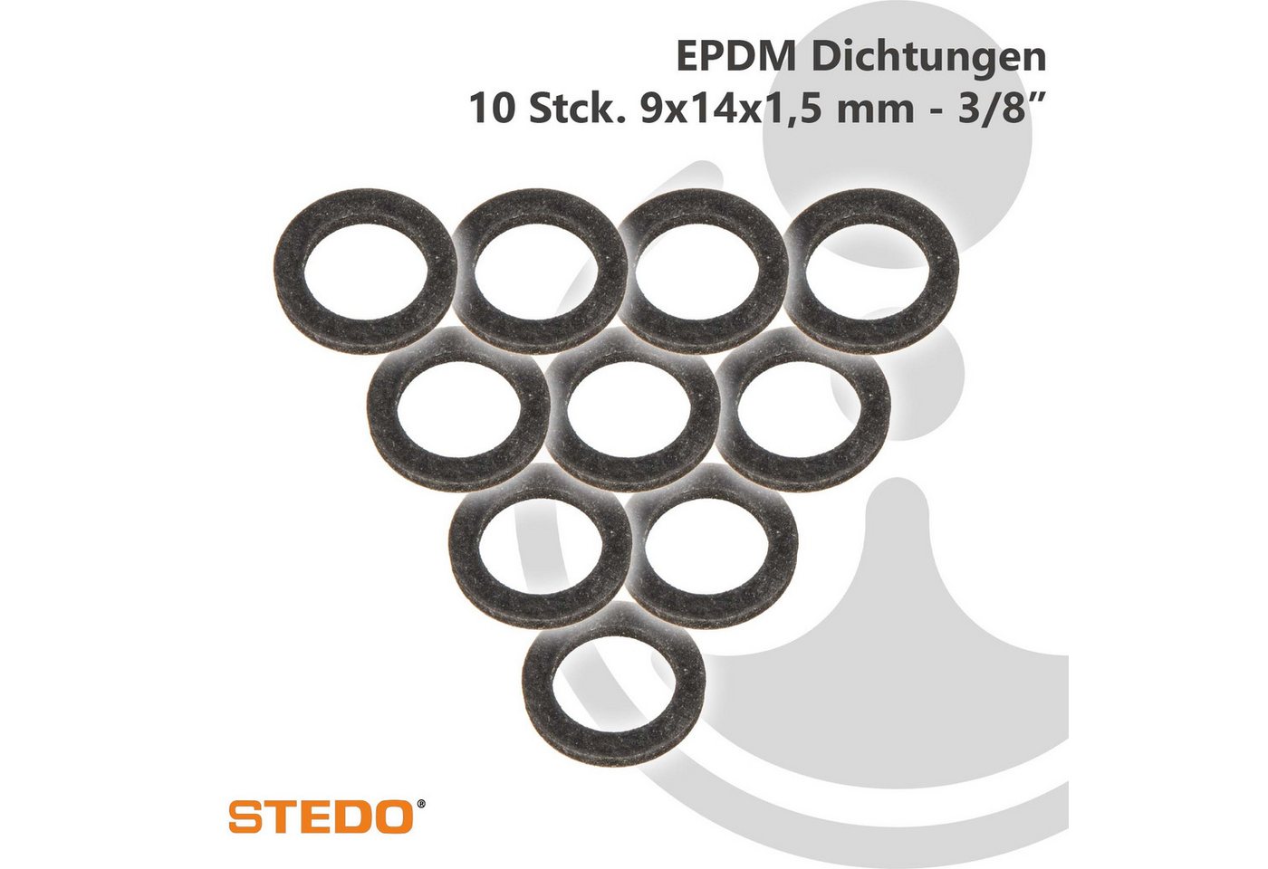 Thumbnail - Stedo Gewindefitting EPDM Dichtung, für Überwurfmutter im Trinkwasserbereich (VE 10 Stück), 9 x 14 x 1,5 mm