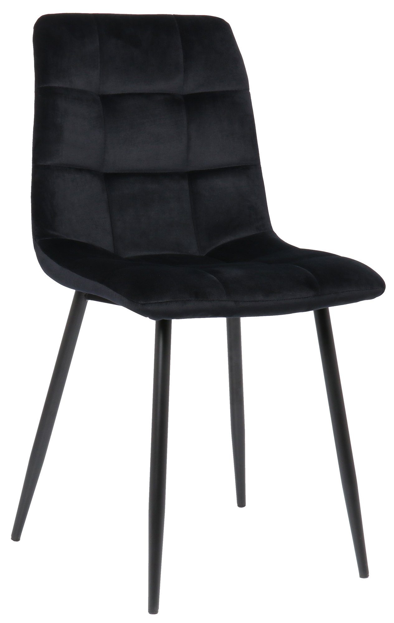 TPFLiving Esszimmerstuhl Till mit hochwertig gepolsterter Sitzfläche - Konferenzstuhl (Küchenstuhl - Esstischstuhl - Wohnzimmerstuhl - Polsterstuhl), Gestell: Metall schwarz - Sitzfläche: Samt schwarz