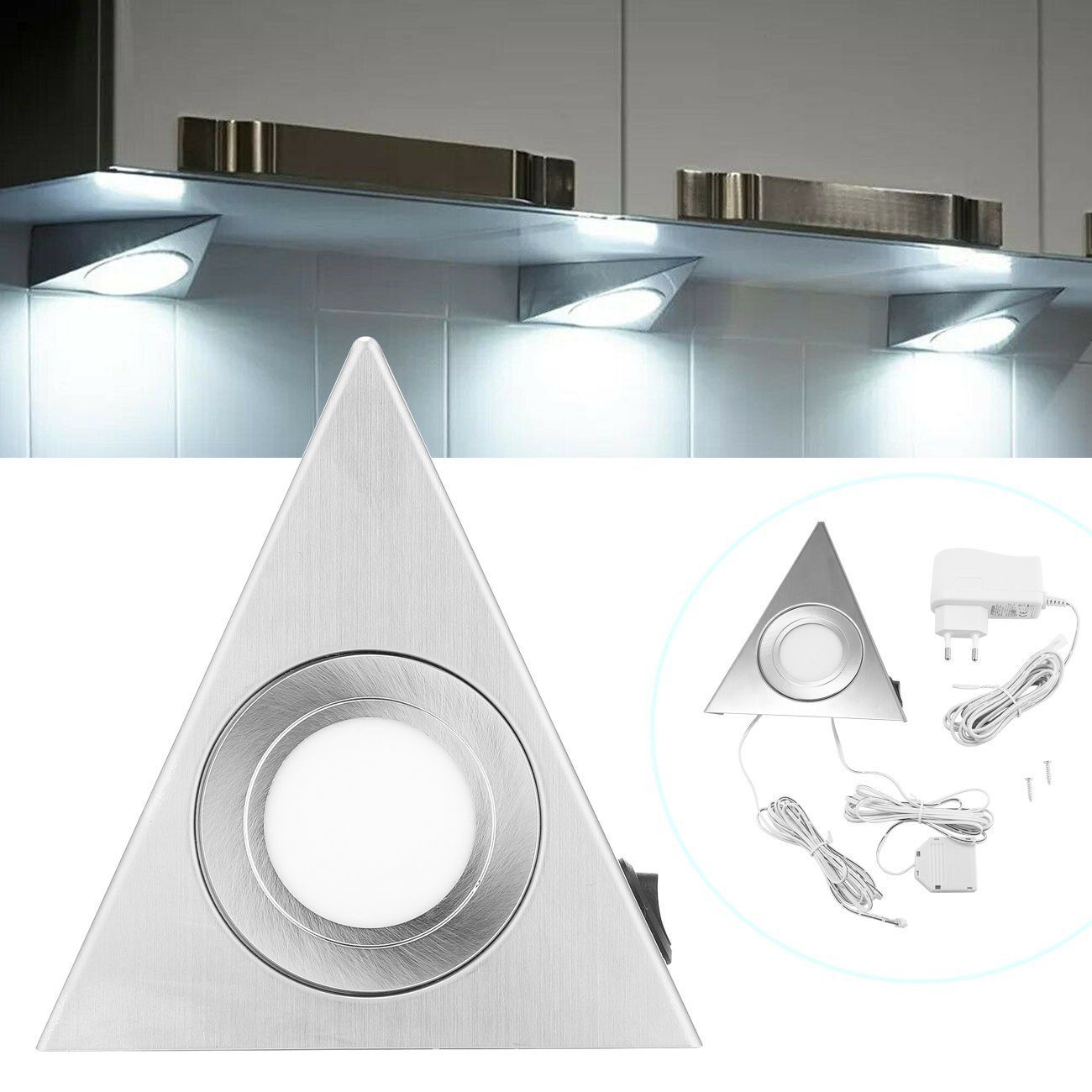 LETGOSPT LED Unterbauleuchte LED Unterbauleuchte, Küchenleuchte ink 3 x 2 Watt 6000-6500K LED Modul, LED fest integriert, Tageslichtweiß, Einbauleuchten, Einbaustrahler, Küchen-Unterbau-Leuchten