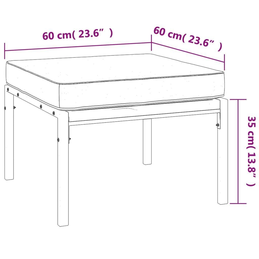 mit Stk. 1 cm Grauen Stahl, Gartenhocker Loungesofa 60x60x35 Kissen Teile 2 vidaXL