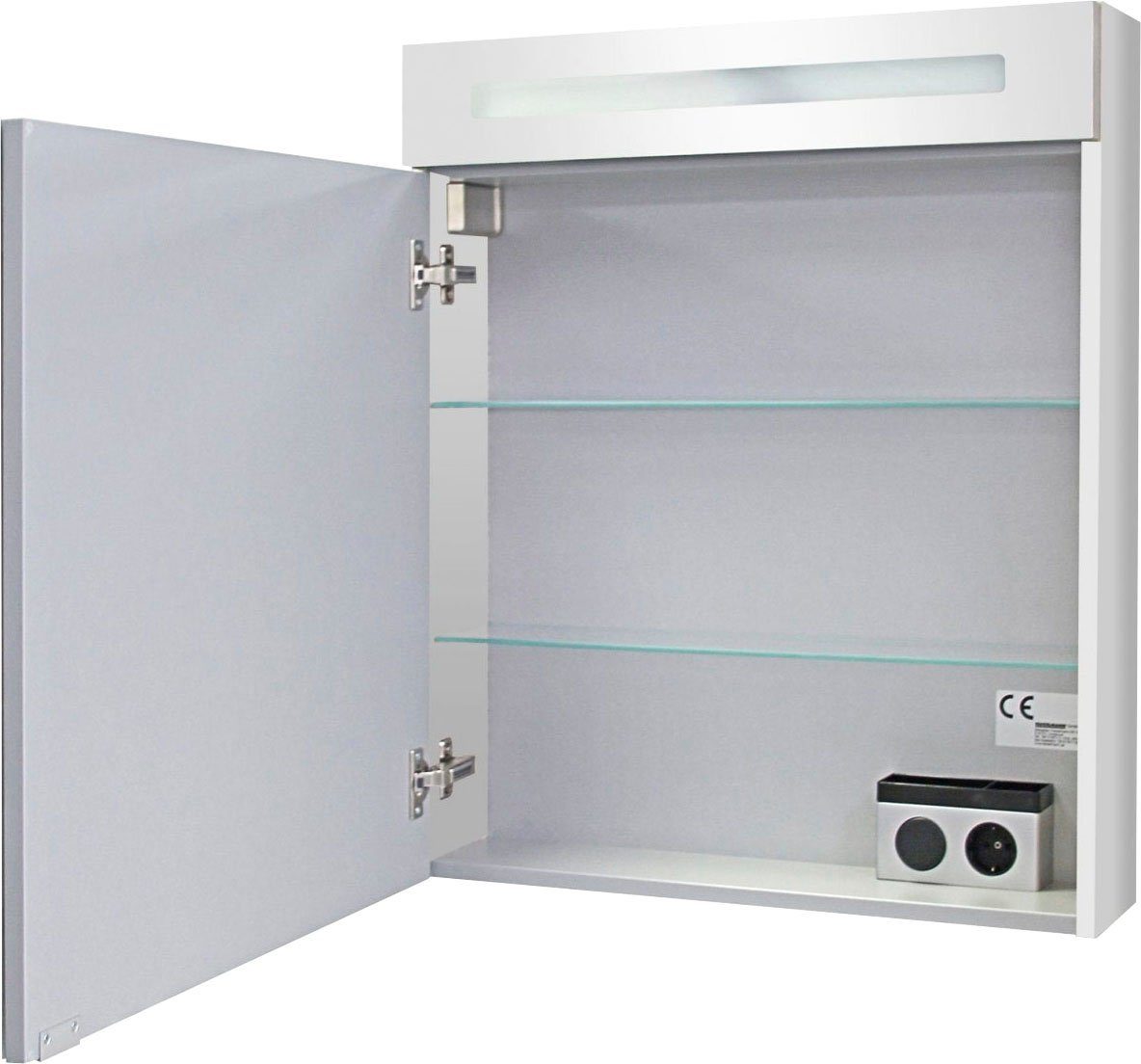 Breite Tür weiß Badmöbel 60 60 Spiegelschrank FACKELMANN LED-Spiegelschrank, cm, - 1 CL