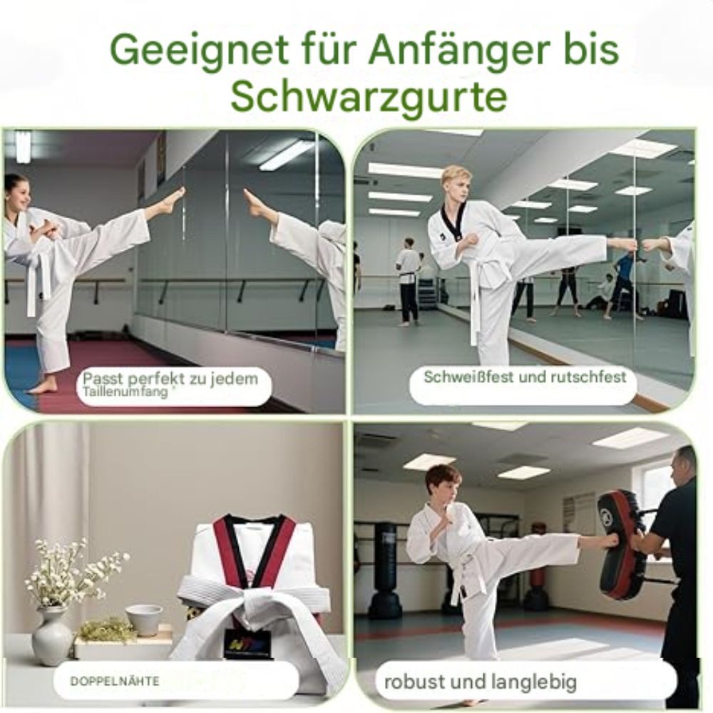 Montegoni Karateanzug BJJ Gürtel Weiß 300cm, Jiu Jitsu Gurt für Training & Prüfung (Einzelprodukt Martial Arts Gürtel, 1 Stück Kampfsportgürtel), Mehrfach gesteppte Nähte, 300 cm Länge, Universell für Kampfsportarten