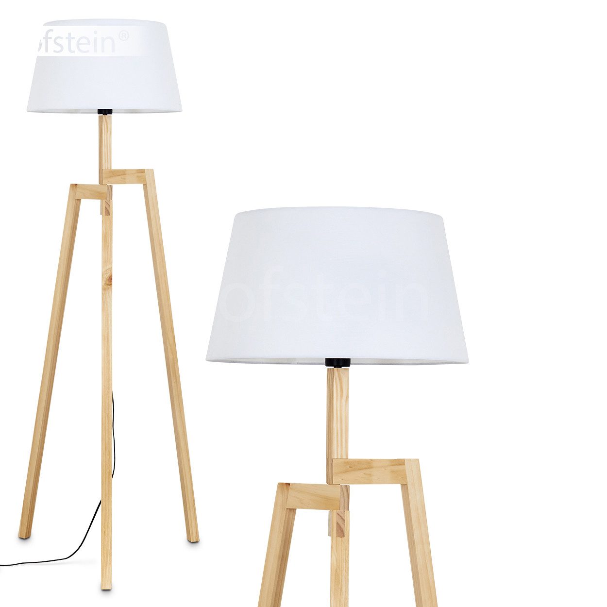 Stehlampe Stehlampe aus Holz/Stoff in Naturfarben/Weiß