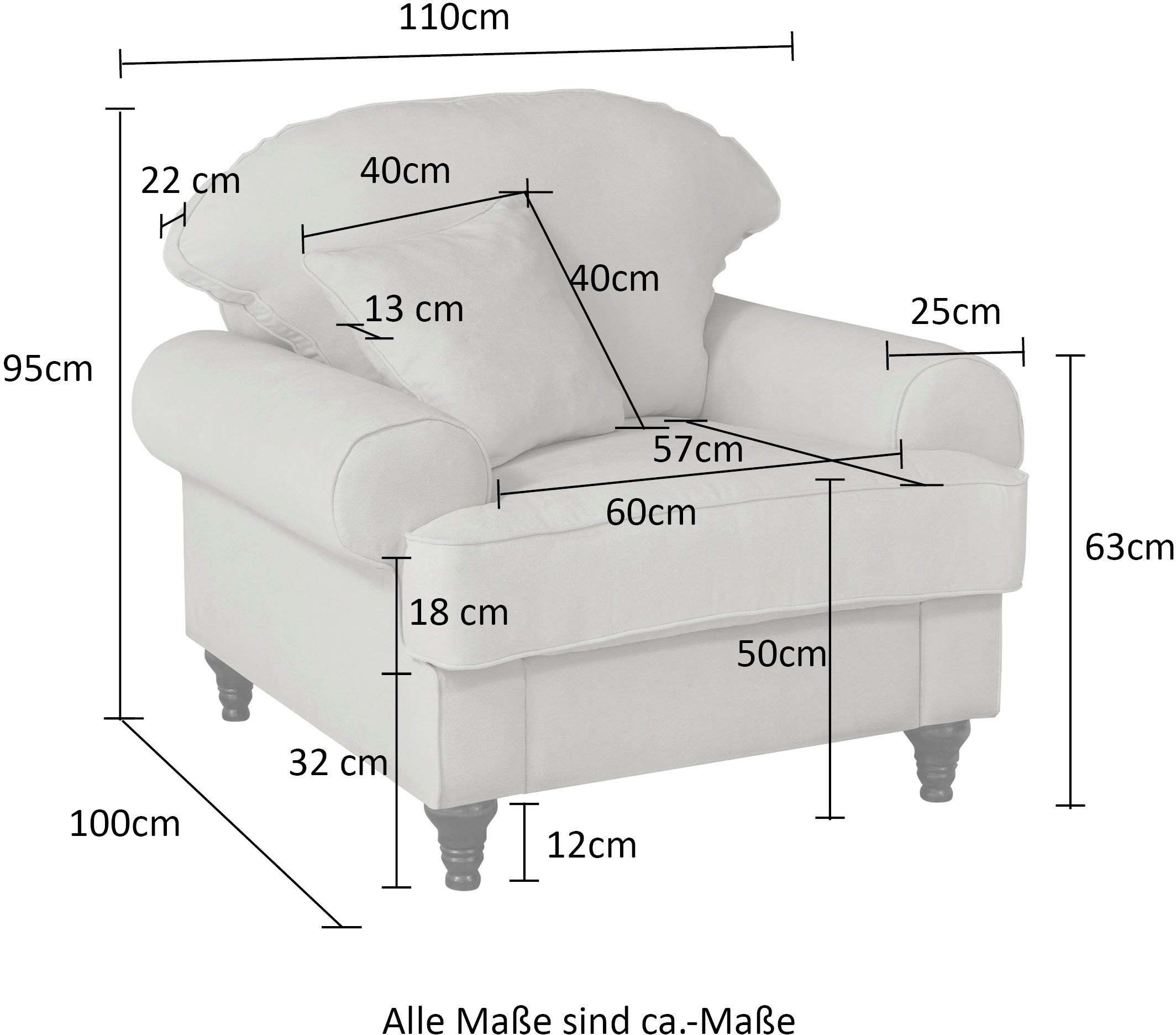 Home affaire 1 Sessel 1Sessel, mit Federkern-Polsterung Hocker), California (Set, 2-St., Anthrazit