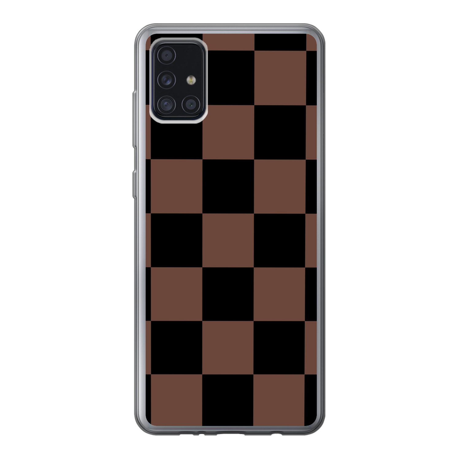 MuchoWow Handyhülle für Samsung Galaxy A52 5G Schachbrettmuster - Braun - Schwarz - Blöcke, Smartphone-Bumper, Print, Handy Schutzhülle Dünn
