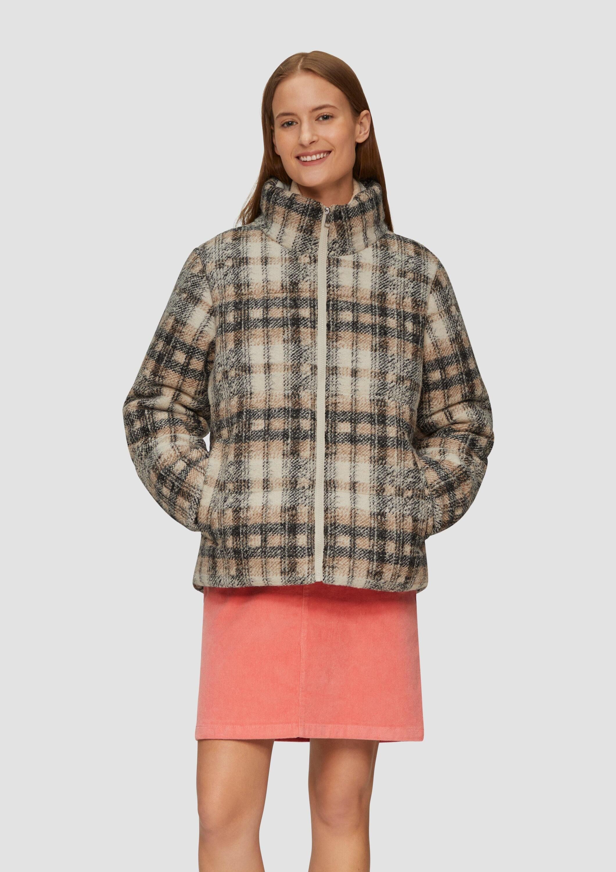 s.Oliver Winterjacke Outdoor-Jacke Karierte Pufferjacke in Woll-Optik günstig online kaufen