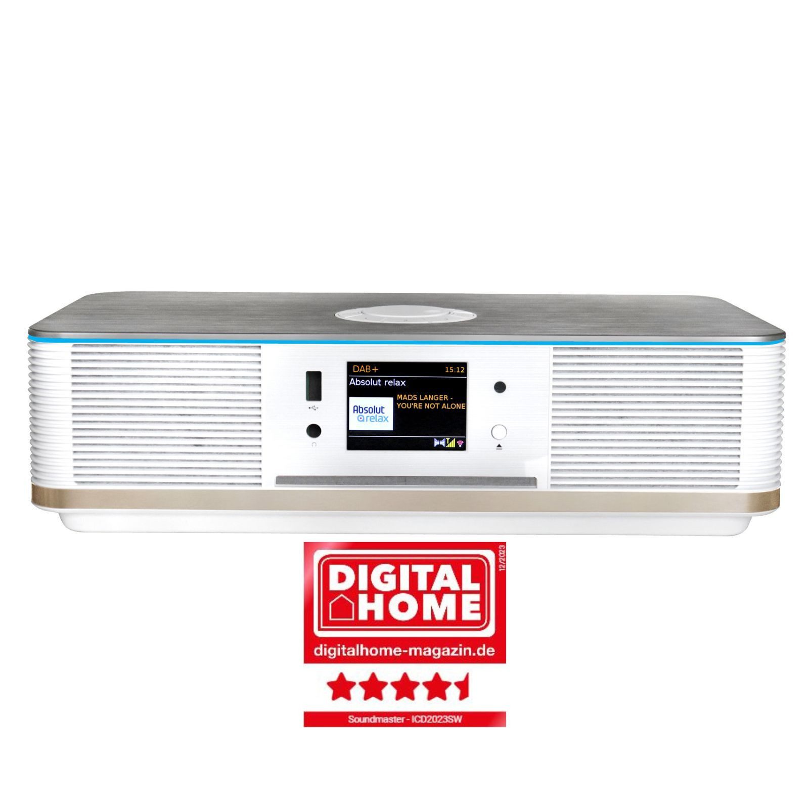 Soundmaster ICD2023WE Internetradio CD-Player DAB+ Bluetooth USB Undok-APP LED Internet-Radio (Internetradio, DAB+, FM, RDS-System, 30 W, LED Ambientebeleuchtung, Internetradio, CD-Player, DAB+, App Steuerung)