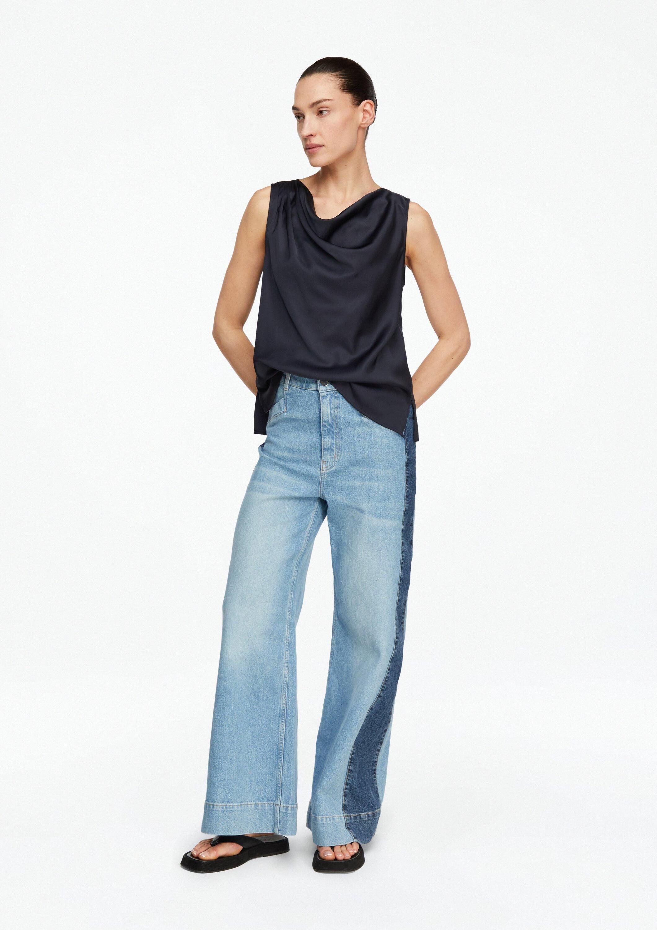 comma Blusentop Bluse Satin-Wasserfall-Top