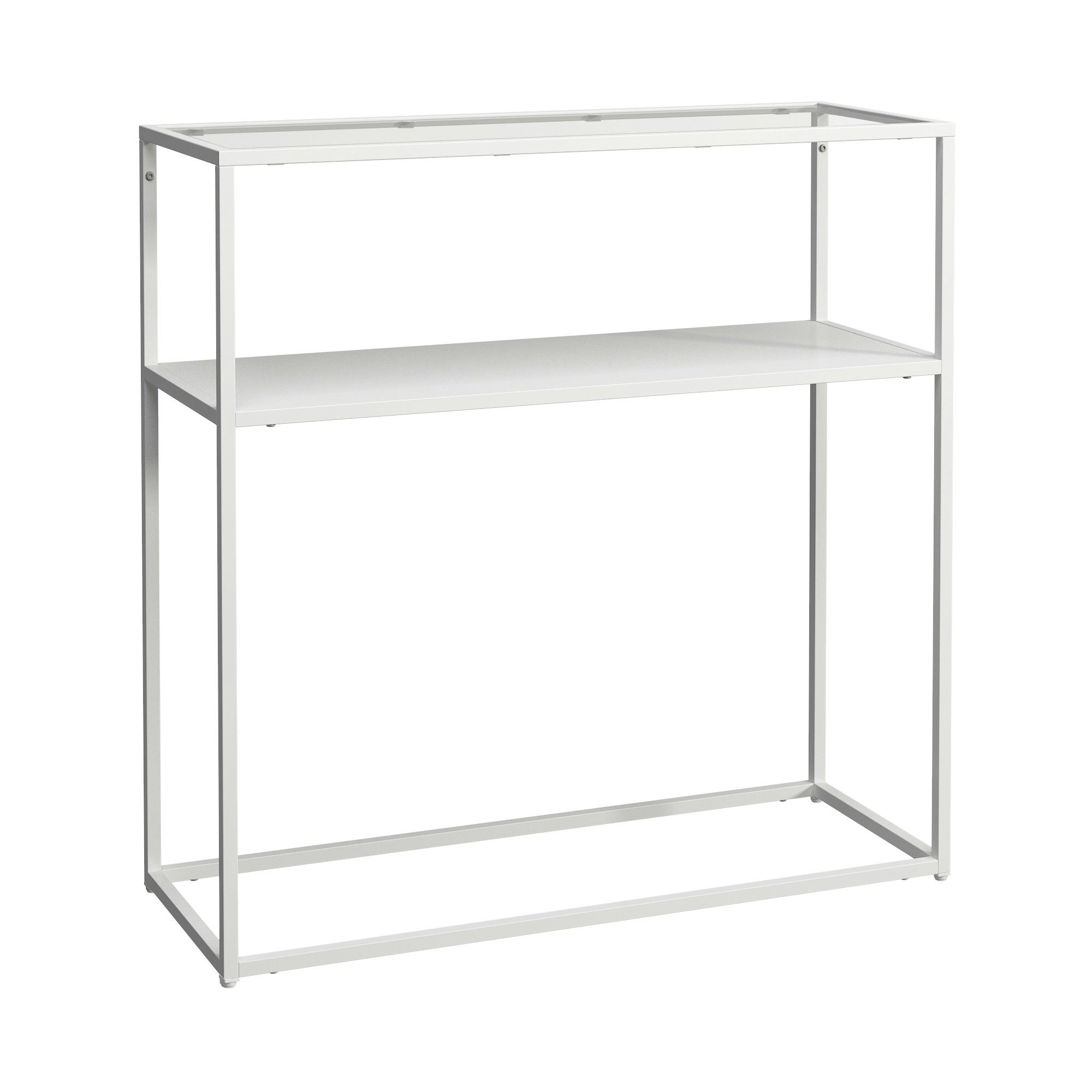 »Kuhmo« | weiß en.casa | cm Glas Weiß aus 80x80x30 Konsolentisch, Flurtisch transparent transparent
