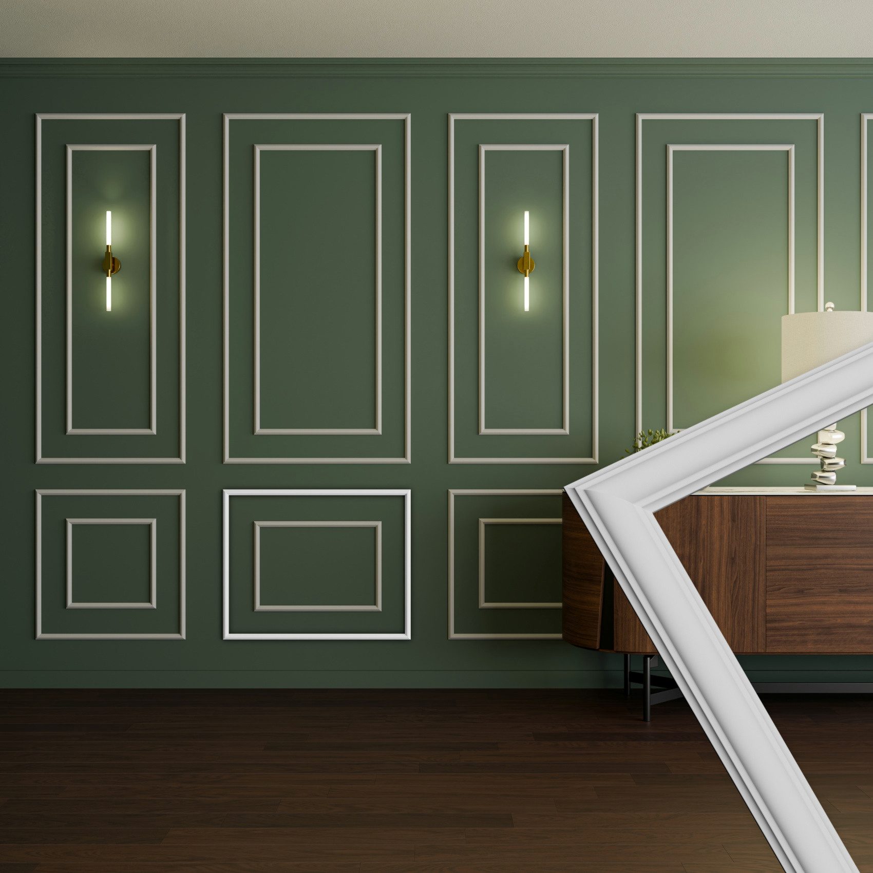 Hexim Stuckleiste RM16-E 75x60 cm, E - 60 x 75 cm, Wandrahmen Sets HDPS weiß - Auswahl an Größen für Wand, Decke, Bilder & Spiegel - Ideal für die Nachbildung historischer Innenraumdetails (RM16-E 60X75CM)