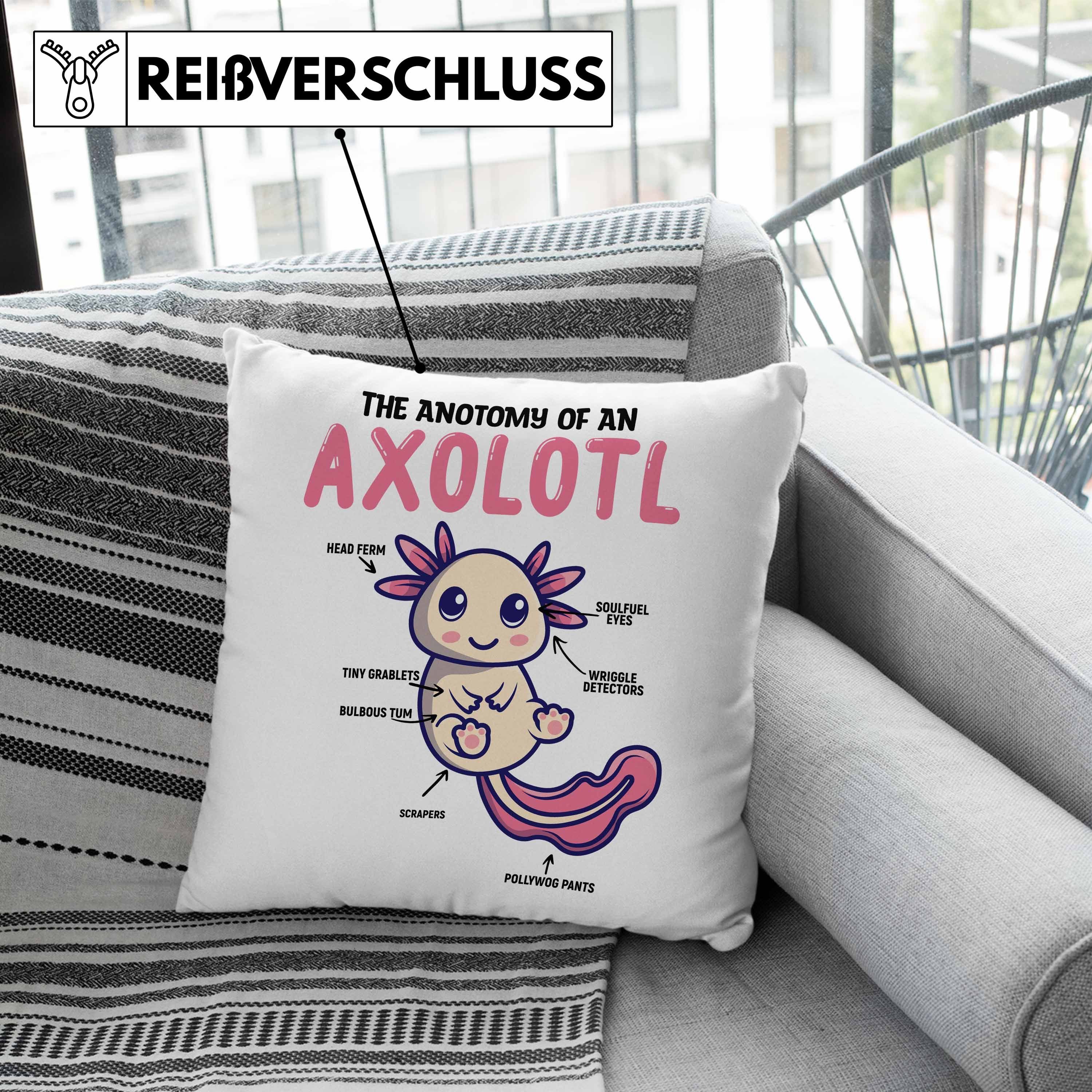 Geschenk Dekokissen Axolotl für mit 40x40 Trendation Füllung - Trendation Kissen Dekokissen Rosa Schwanzlurch-Liebhaber