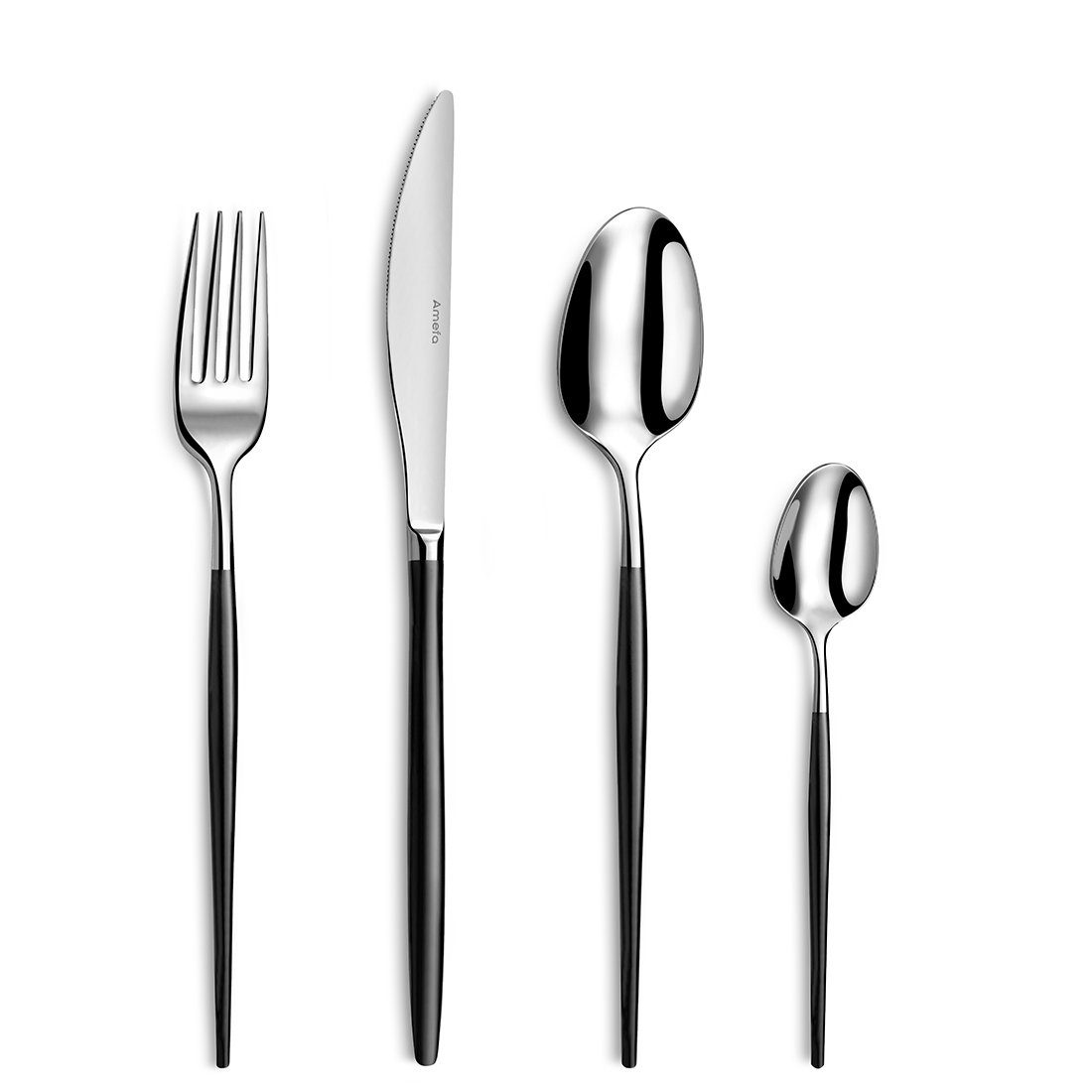 Amefa Besteck-Set SOPRANO (24-tlg), 6 Personen, Edelstahl Rostfrei 18/0, Handreinigung empfohlen, schwarzfarbener PVD Veredelung