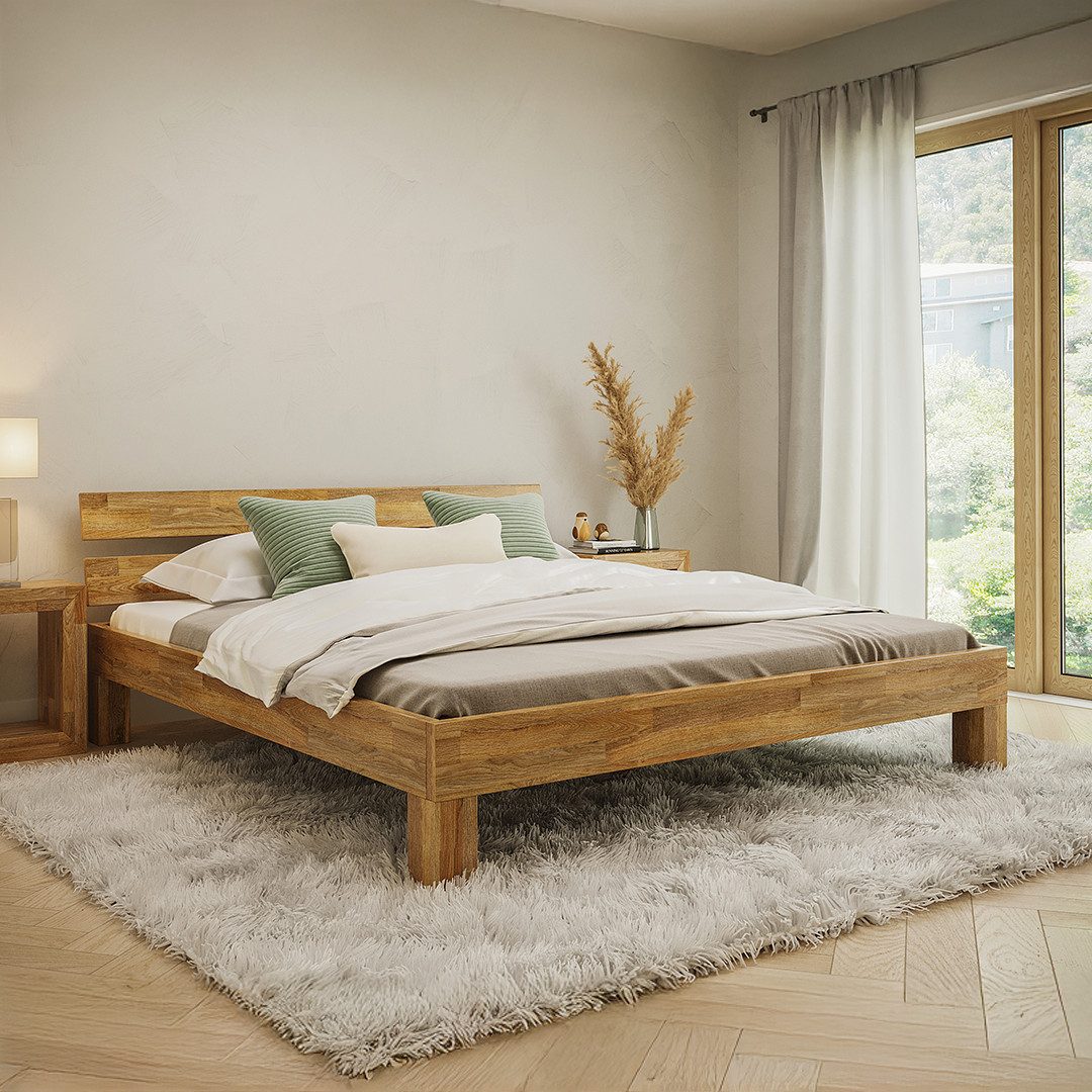 skølm Massivholzbett Floki aus Eiche mit Bettkopf, natur geölt, verfügbar i günstig online kaufen