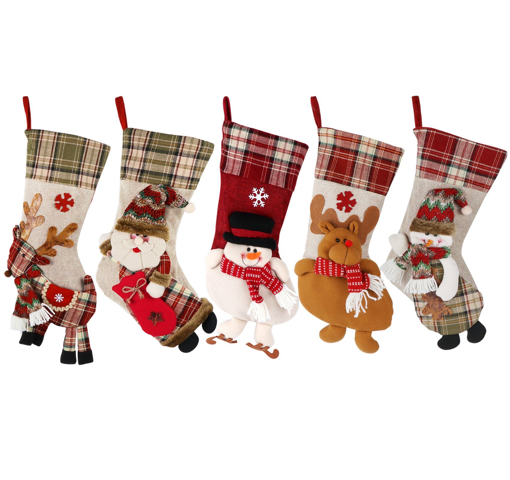 5er Weihnachtsdekor Nikolausstrumpf Geschenktasche Sackleinen Homewit Perfekt Socken (5-tlg), Set Christbaumschmuck Weihnachtsstrumpf