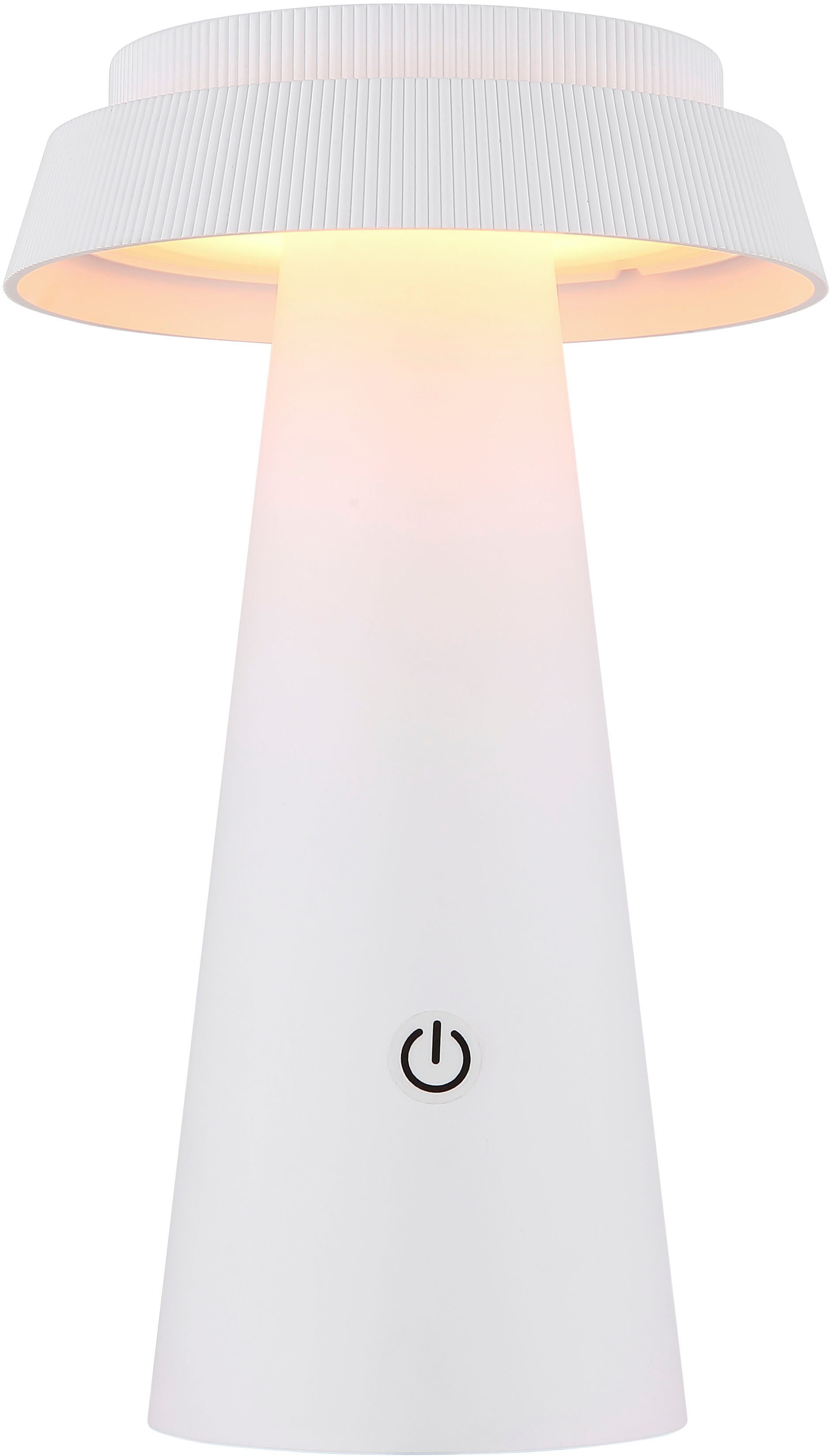 GLOBO LIGHTING LED Solarleuchte SOLARLEUCHTE KUNSTSTOFF WEIß, 1XLED, Dimmfunktion, Memoryfunktion, mehrere Helligkeitsstufen, LED fest integriert, warmweiß - kaltweiß, Solar Garten Terrasse Außenbeleuchtung Dekoleuchten