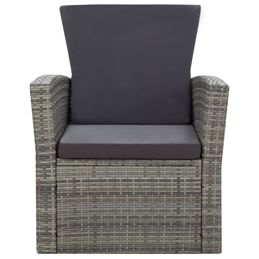 vidaXL Gartenlounge-Set 4-tlg. Garten-Lounge-Set mit Kissen Poly Rattan Grau, (3-tlg)