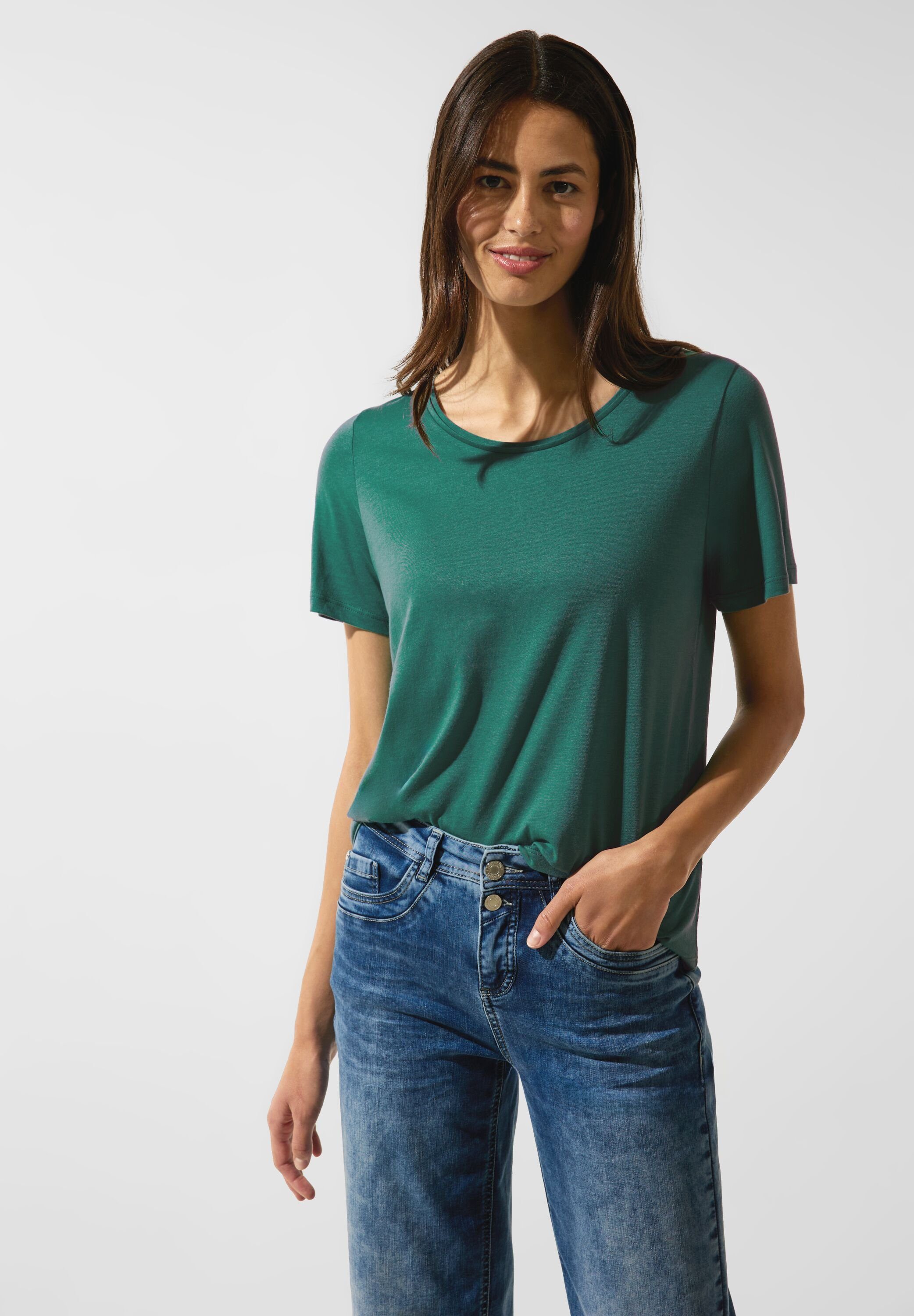 STREET ONE T-Shirt in Unifarbe lagoon green