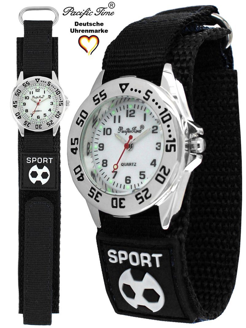 Pacific Time Quarzuhr Kinder Armbanduhr Fußball Stoffarmband Klettverschluß, Gratis Versand