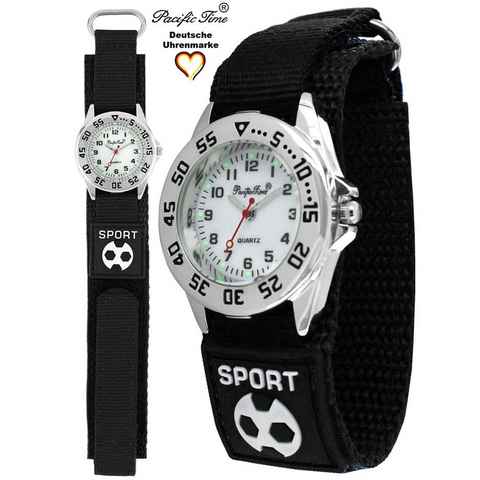 Pacific Time Quarzuhr Kinder Armbanduhr Fußball Stoffarmband Klettverschluß, Gratis Versand