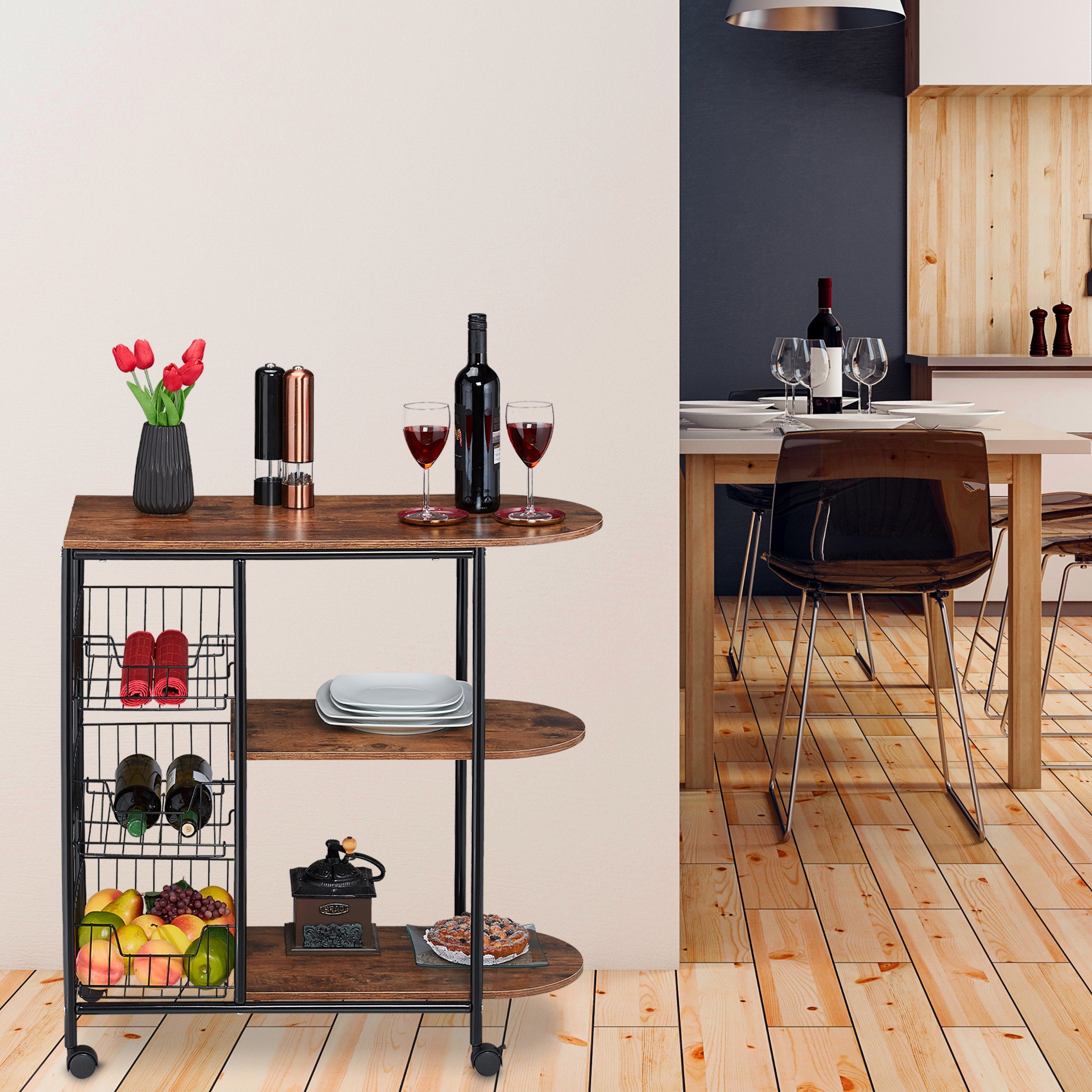 relaxdays Servierwagen Industrial, A günstig online kaufen