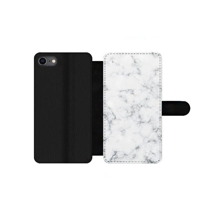 MuchoWow Handyhülle Marmor - Weiß - Silber - Glitter - Marmoroptik - Chic Handyhülle Telefonhülle Apple iPhone 8