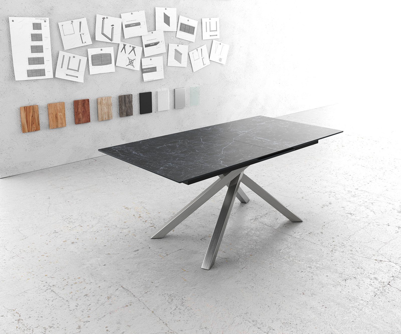 DELIFE Esstisch Edge, Laminam® Keramik Grau günstig online kaufen