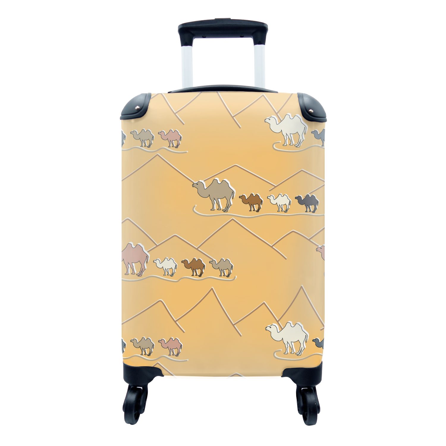 MuchoWow Handgepäckkoffer Kamel - Wüste - Muster - Kinder, 4 Rollen, Reisetasche mit rollen, Handgepäck für Ferien, Trolley, Reisekoffer