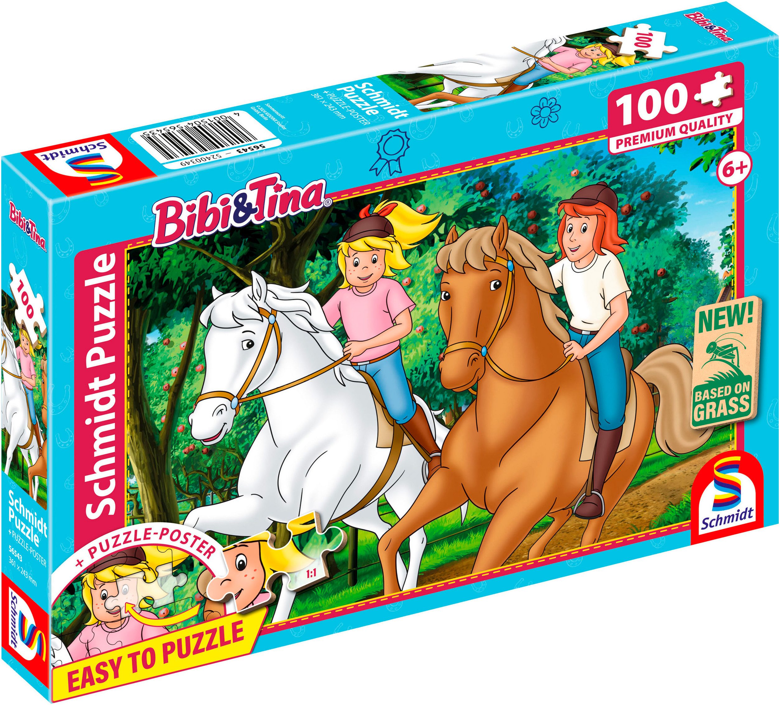 Schmidt Spiele Puzzle Bibi & Tina, Sommerausritt, 100 Puzzleteile, Made in Europe