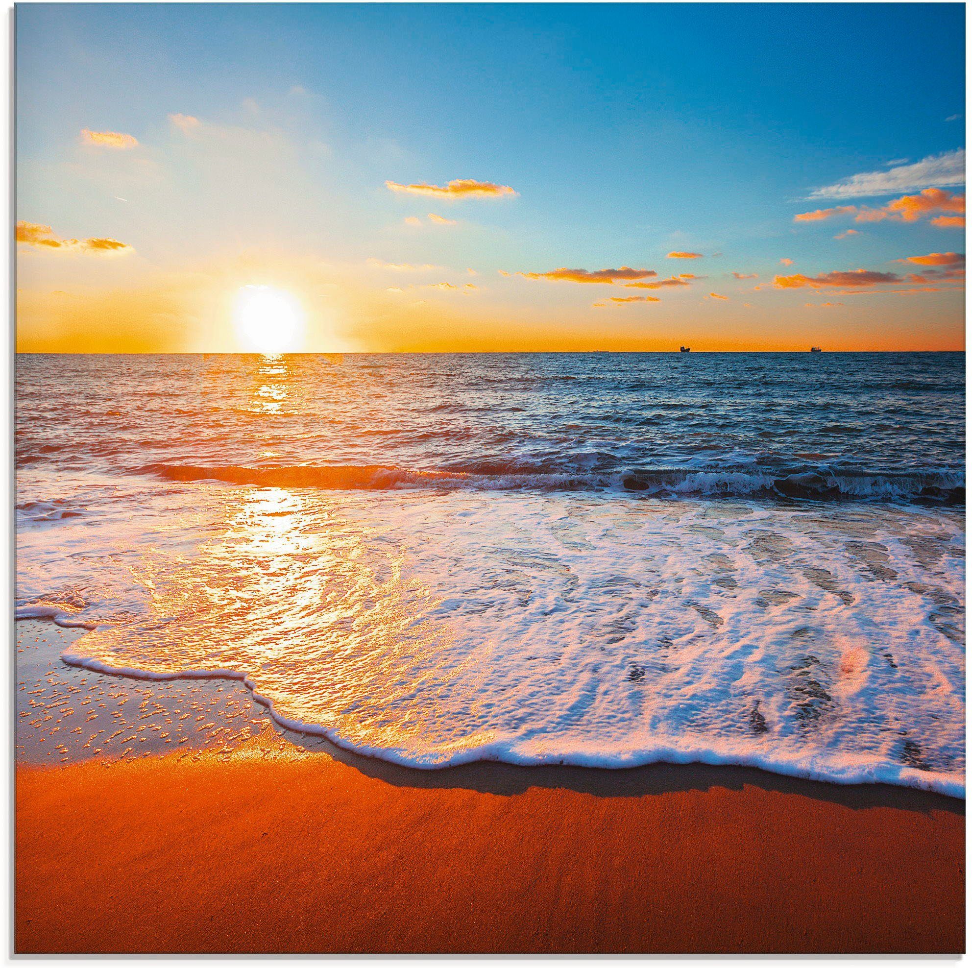 Artland Glasbild Sonnenuntergang und das Meer, Strand (1 St)