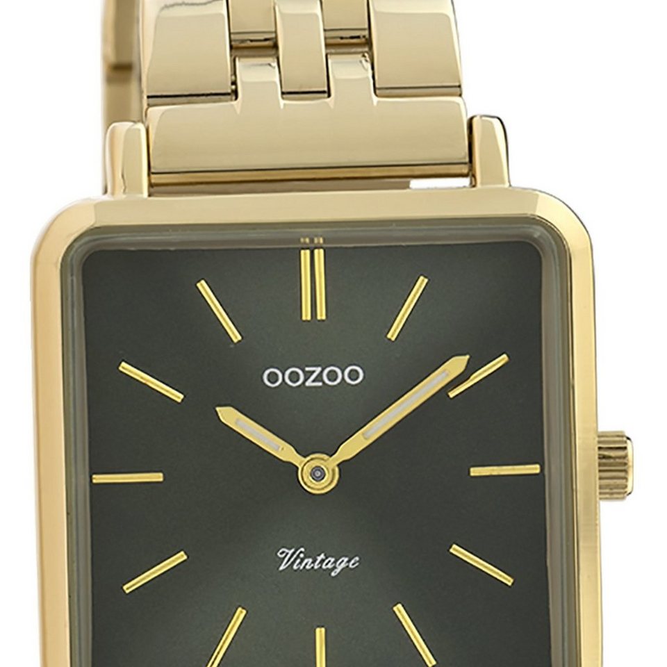 OOZOO Quarzuhr Oozoo Damen Armbanduhr Timepieces Analog, Damenuhr quadrat,  extra groß (ca 29x30mm) Metallarmband, Fashion-Style