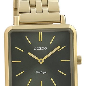 OOZOO Quarzuhr Oozoo Damen Armbanduhr Timepieces Analog, (Analoguhr), Damenuhr quadrat, extra groß (ca 29x30mm) Metallarmband, Fashion-Style
