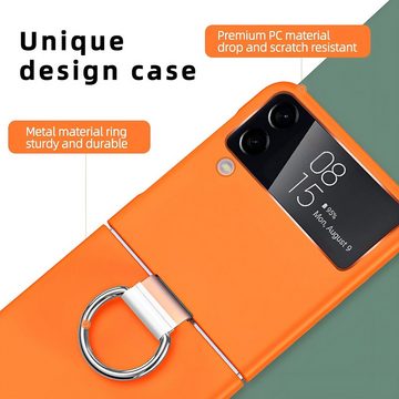 CULTZEN Handyhülle Anti-Fall Hülle Ringhalterung Hülle Samsung Galaxy Flip 4 Orange Faltbares Smartphone, Robuste Hülle, Elegant Design, Polykarbonat, Hochwertiger Schutz, Ultraleichte Abdeckung, Klappbare Faltbares Smartphone, Robuste Hülle, Elegant Design