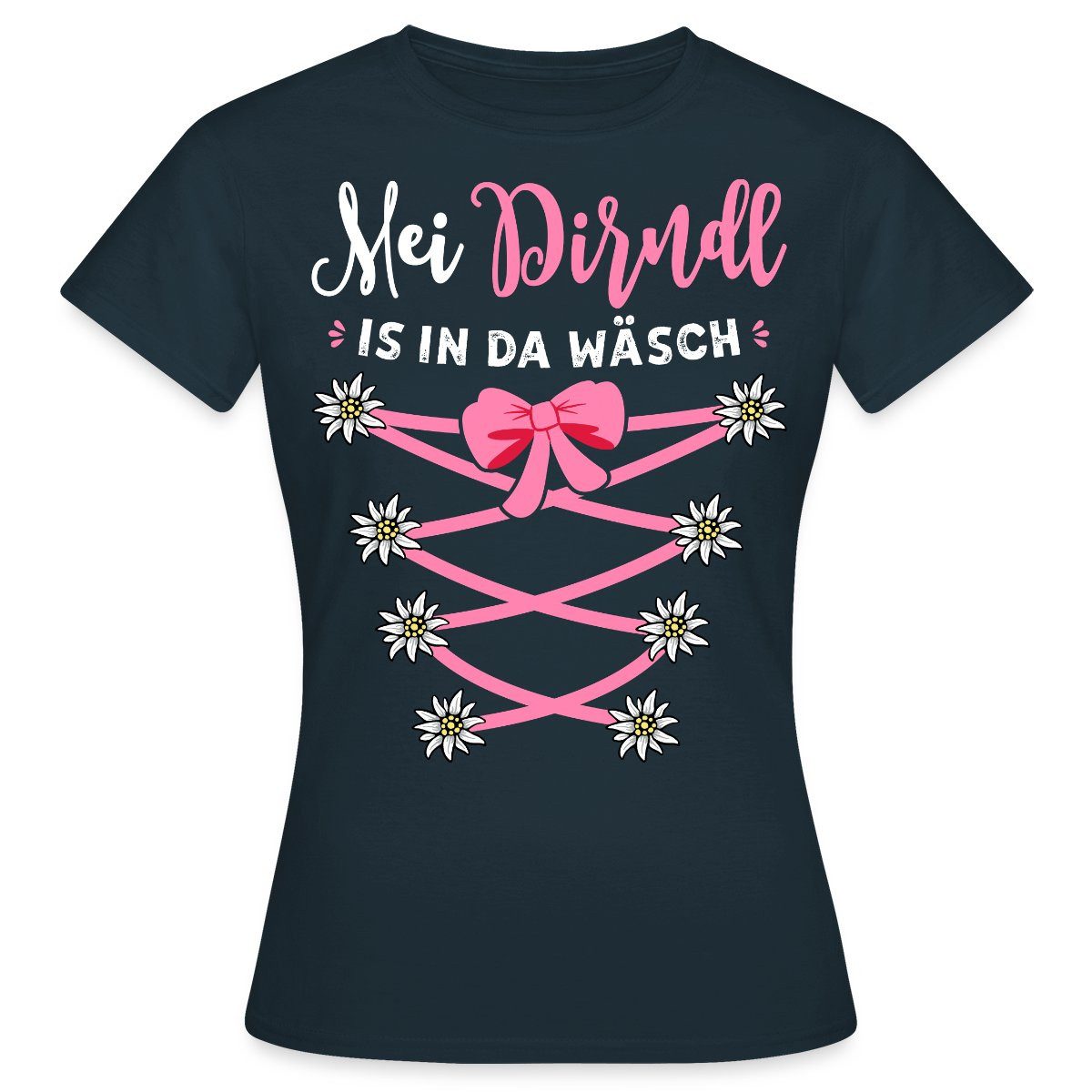 Spreadshirt T-Shirt Dirndl Spruch Mit Blumen Und Bindeoptik Frauen T-Shirt günstig online kaufen