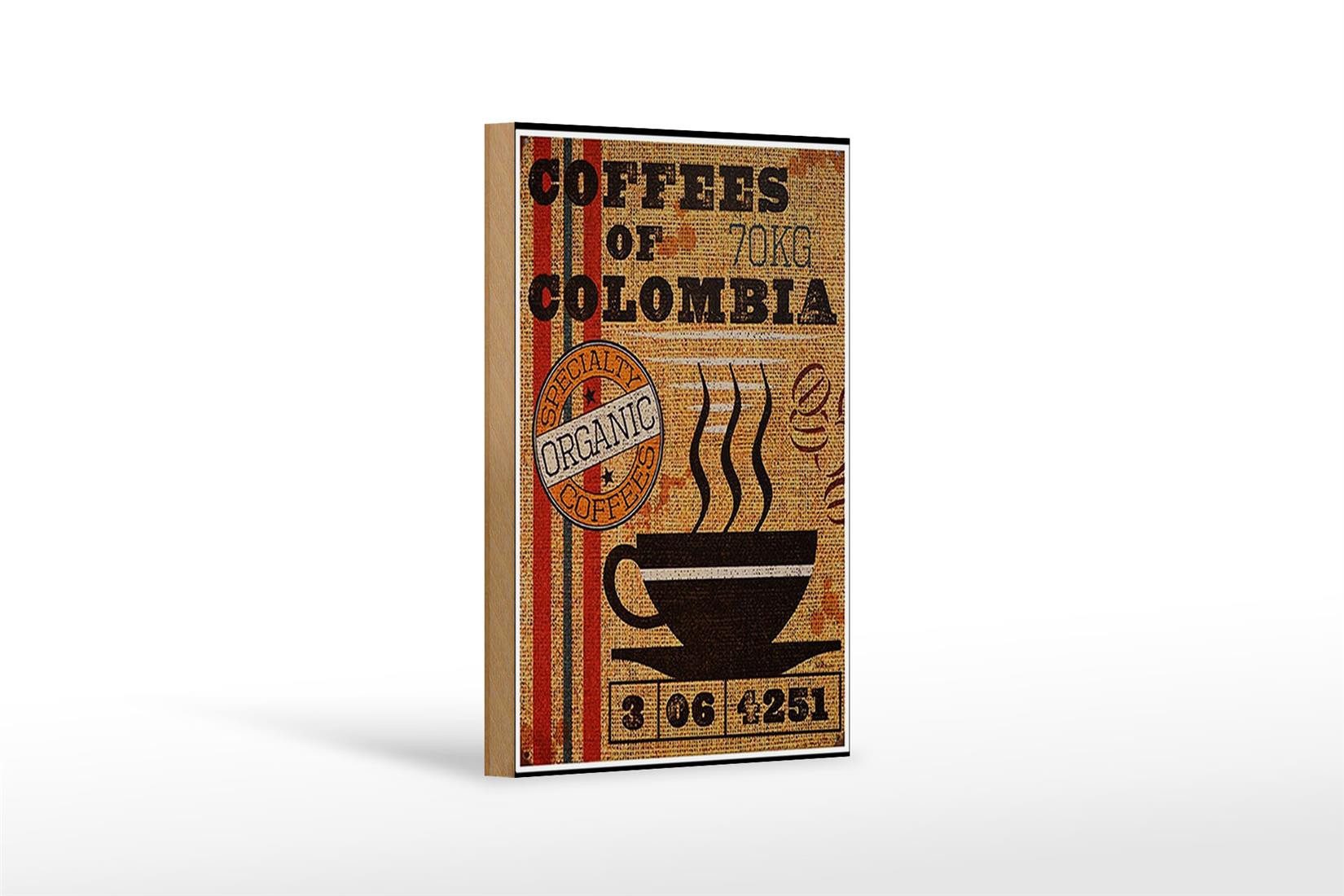 Holzbild Kaffee 12x18 cm coffees colombia organic coffee