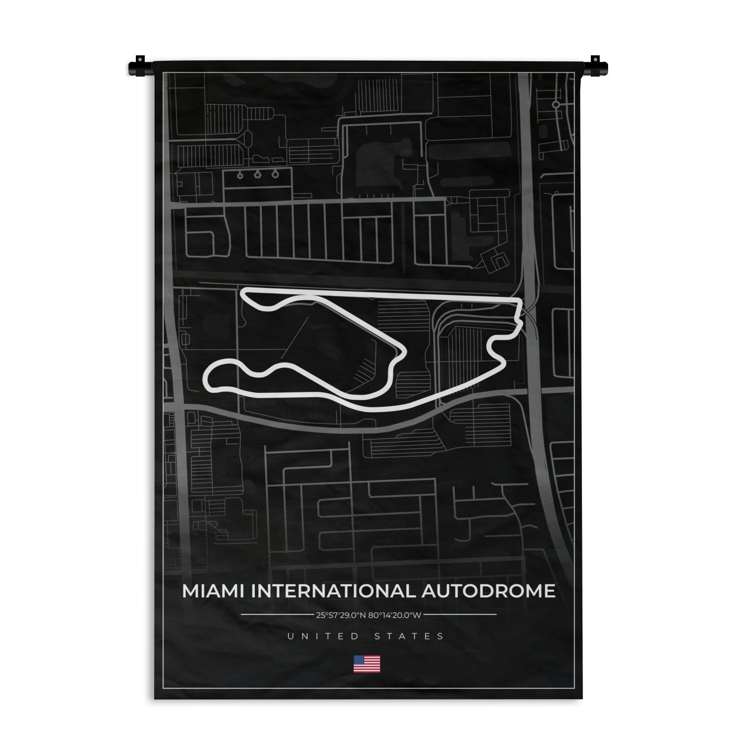 MuchoWow Wanddekoobjekt Rennstrecke - Vereinigte Staaten - Formel 1 - Miami International, Wanddeko für Wohnzimmer, Schlafzimmer, Kleid, Wandbehang, Kinderzimmer