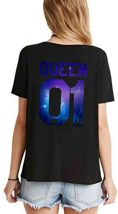 Couple Camp T-Shirt King 01 & Queen 01 Sterne Partner T-Shirt mit trendigem Print