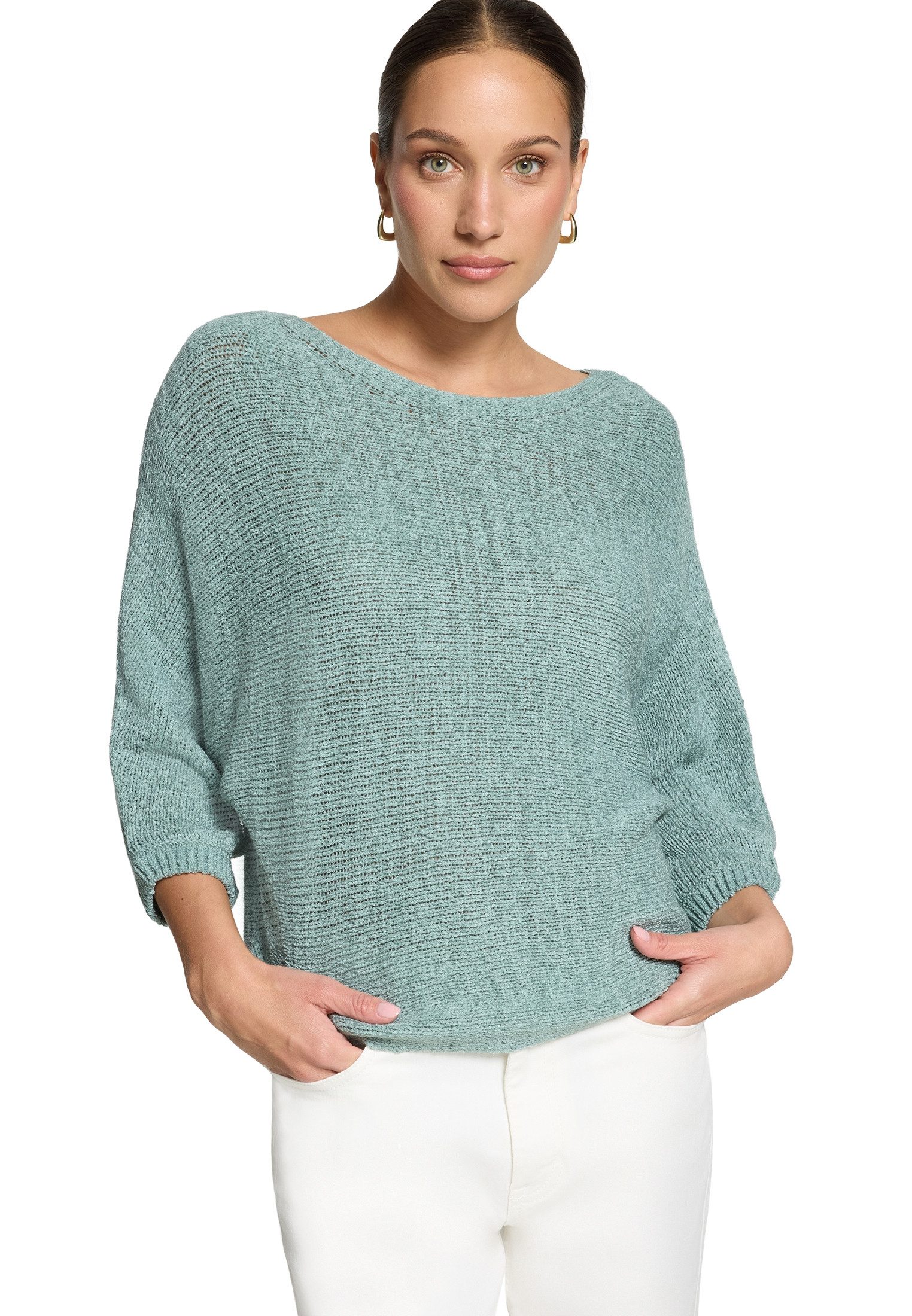 Zero Strickpullover Damen mit Fledermausärmeln (1-tlg) Gerippt