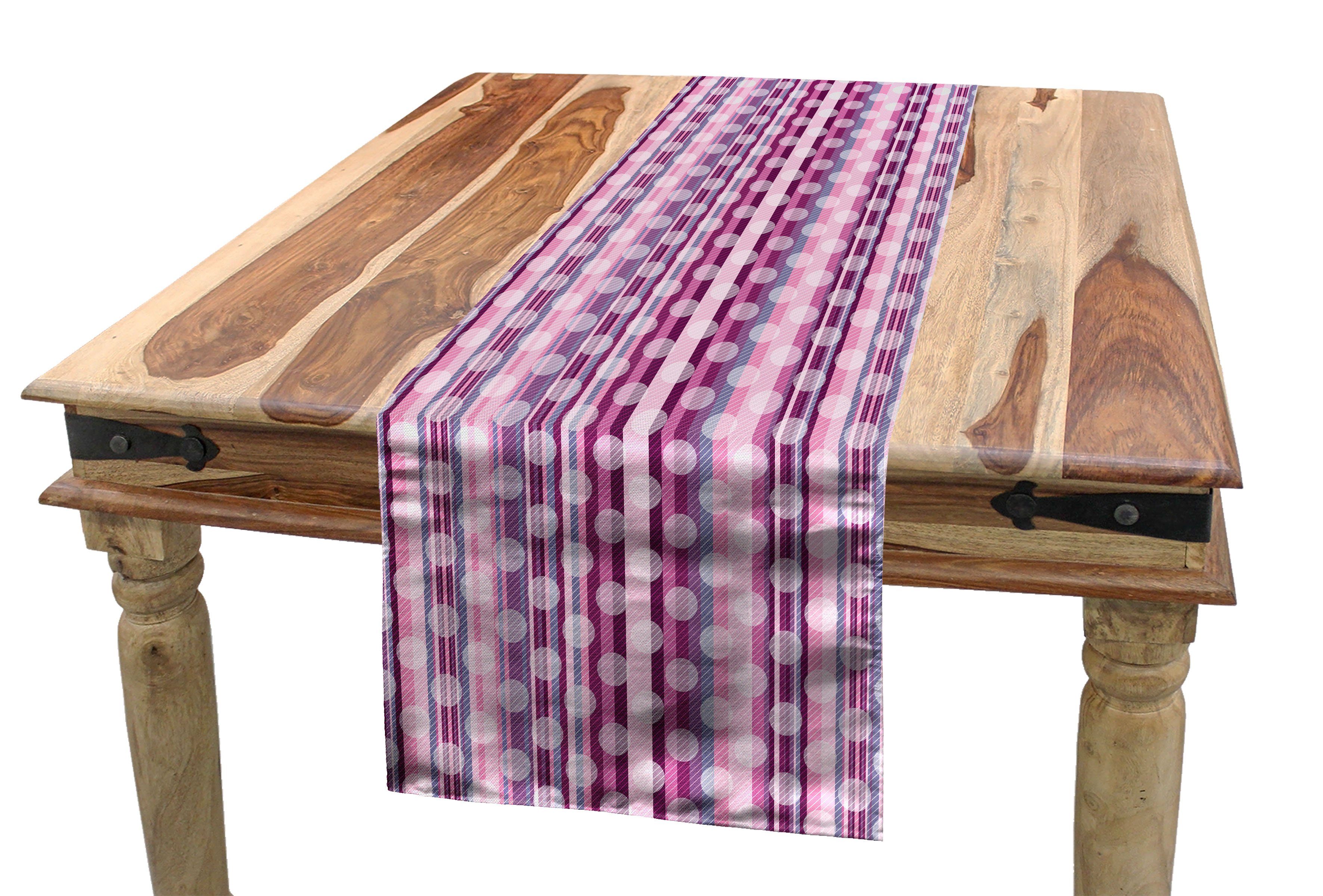 Abakuhaus Tischläufer Esszimmer Küche Rechteckiger Dekorativer Tischläufer, Tupfen Stripes Retro Style