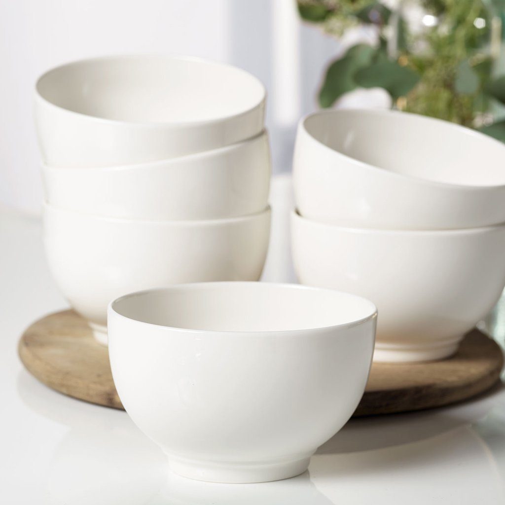 vivo Villeroy & Boch Group Geschirr-Set Basic White Bol-Set, 6-teilig EC (6-tlg), 6 Personen, Porzellan, Premium Porcelain, mikrow.- & spülm.sicher, Made in Germany