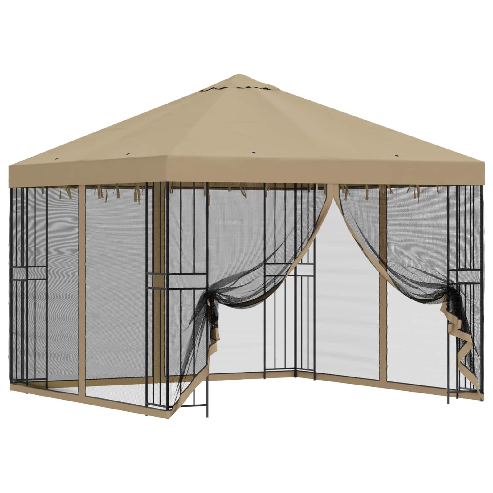 vidaXL Partyzelt Garten Pavillon mit Seitenwänden 3 x 3 m Beige