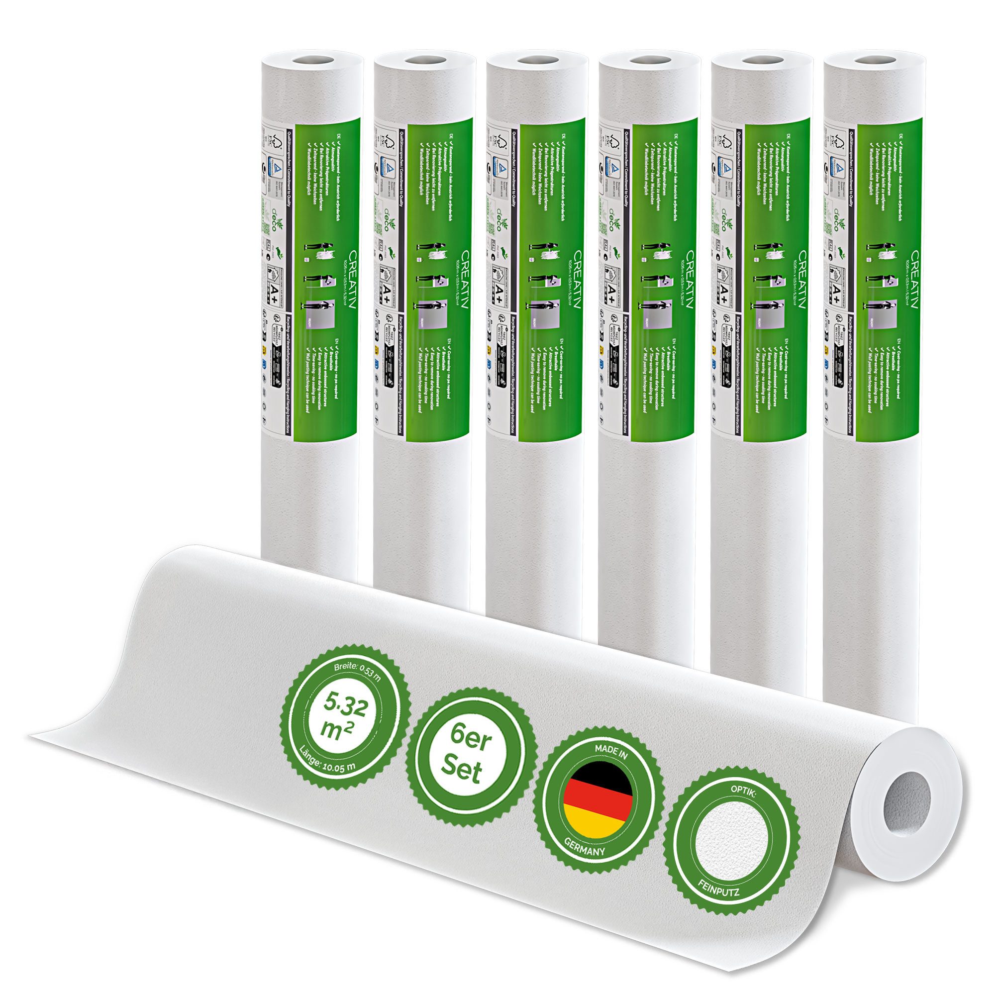 Veluxis Vliestapete Veluxis® Premium Vliestapete Creative, uni, Überstreichbar, atmungsaktiv & hochwertig - Wandtapete Made in Germany