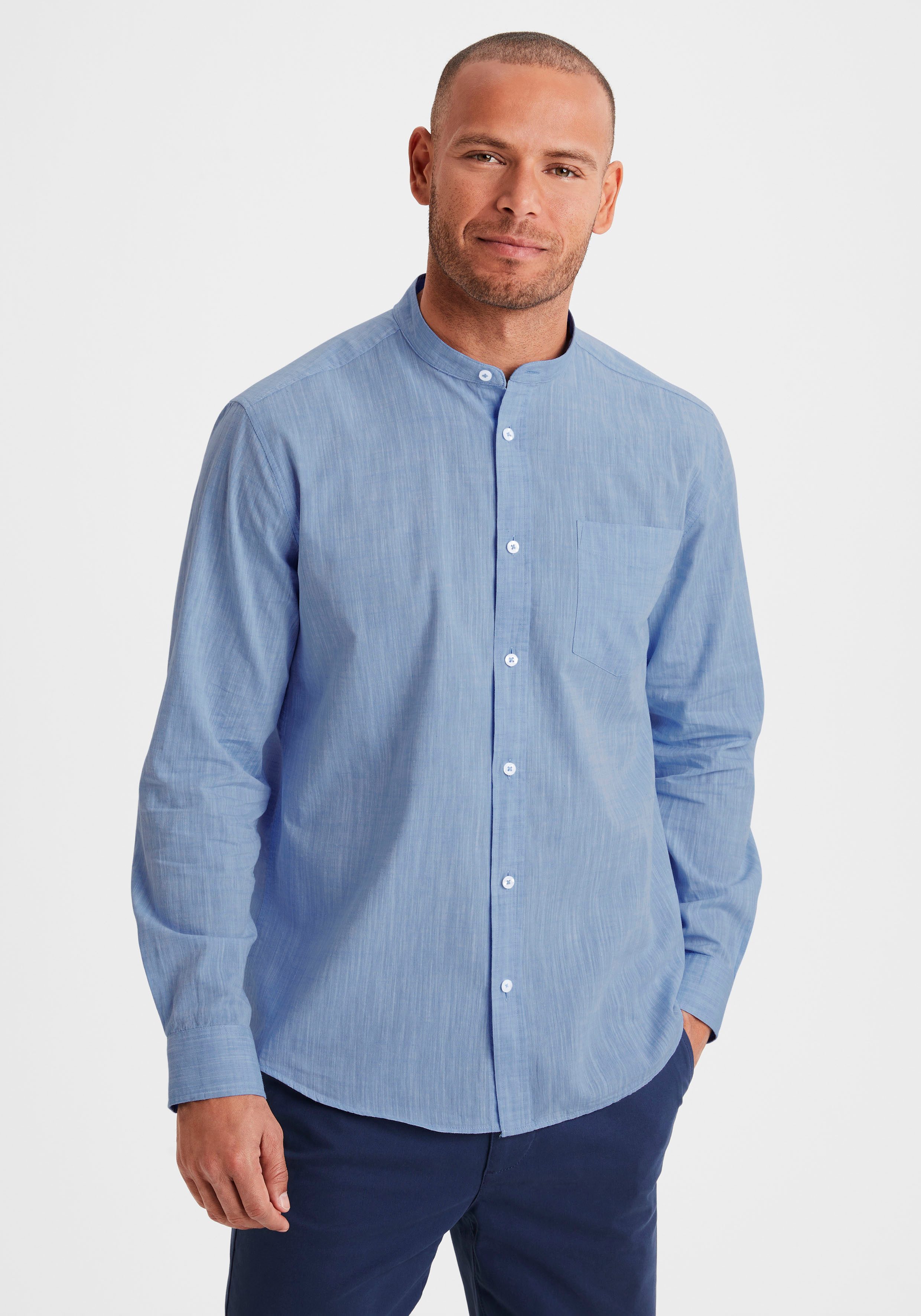 H.I.S Langarmhemd Regular Fit, Stehkragenhemd mit Brusttasche, reine Baumwolle. € 39,99