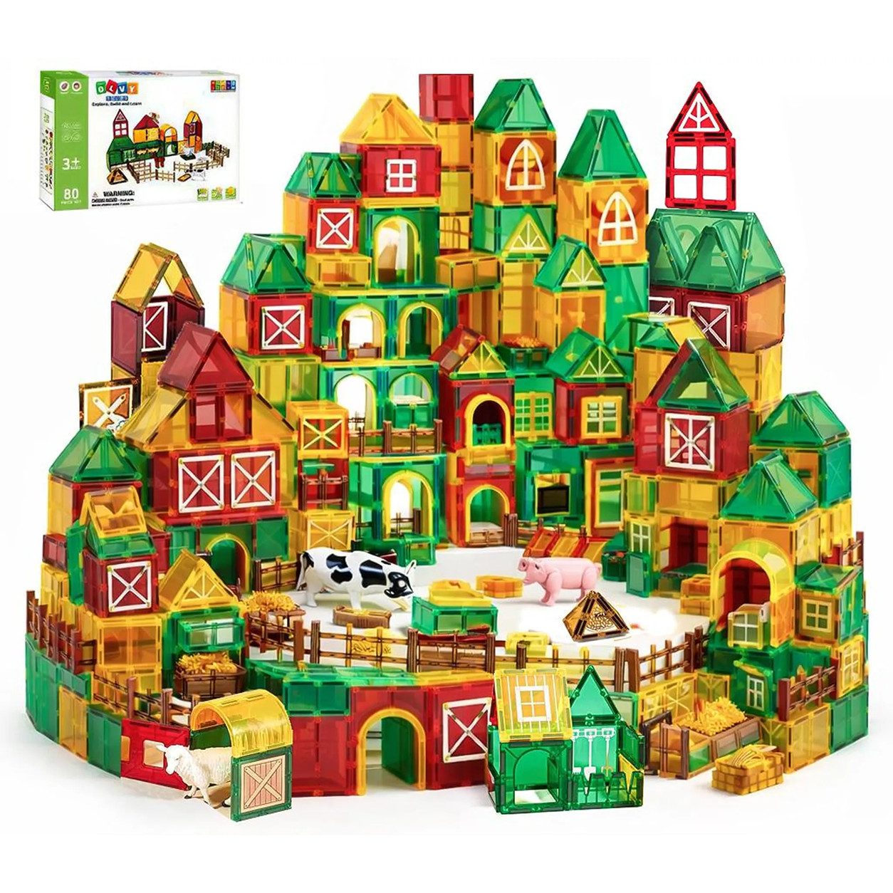 Olvy Olvy Magnetische Bausteine Montessori Magnetspielbausteine, (80 St)