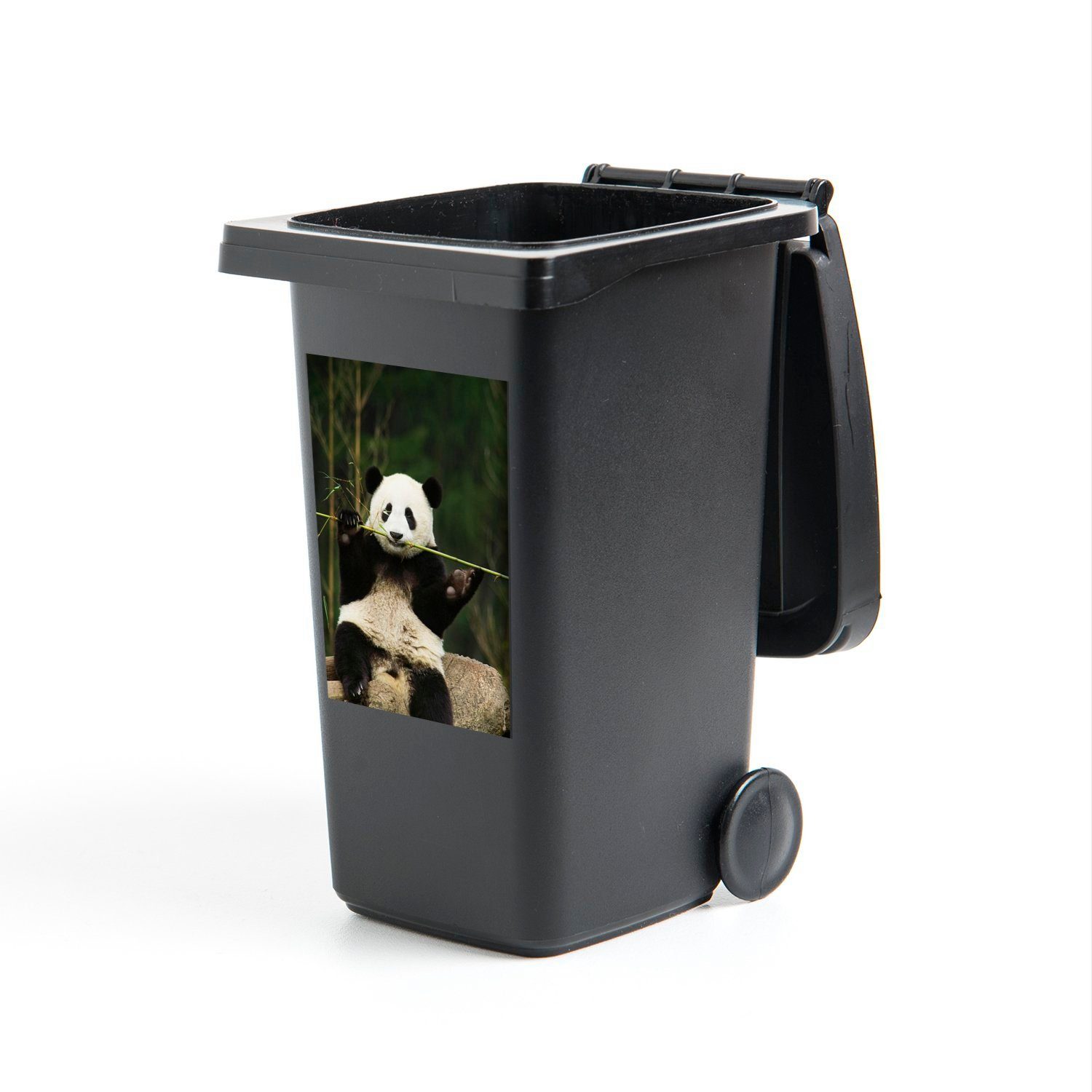 MuchoWow Wandsticker Panda - Bambus - Wald (1 St), Mülleimer-aufkleber, Mülltonne, Sticker, Container, Abfalbehälter