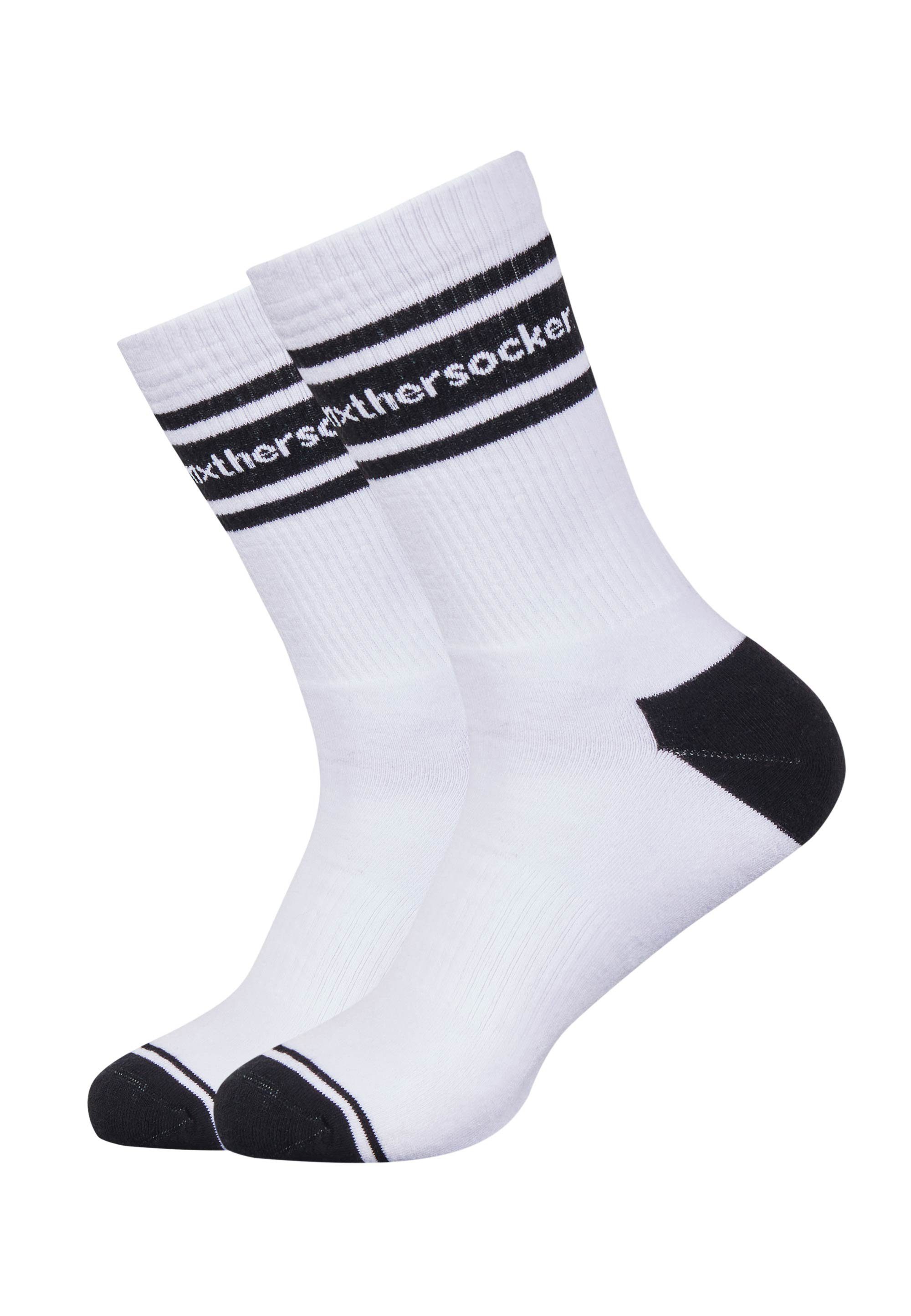 Socken Markenschriftzug EIGHTY mit Mxthersocker weiß - EIGHT (3-Paar) trendigem CLASSIC