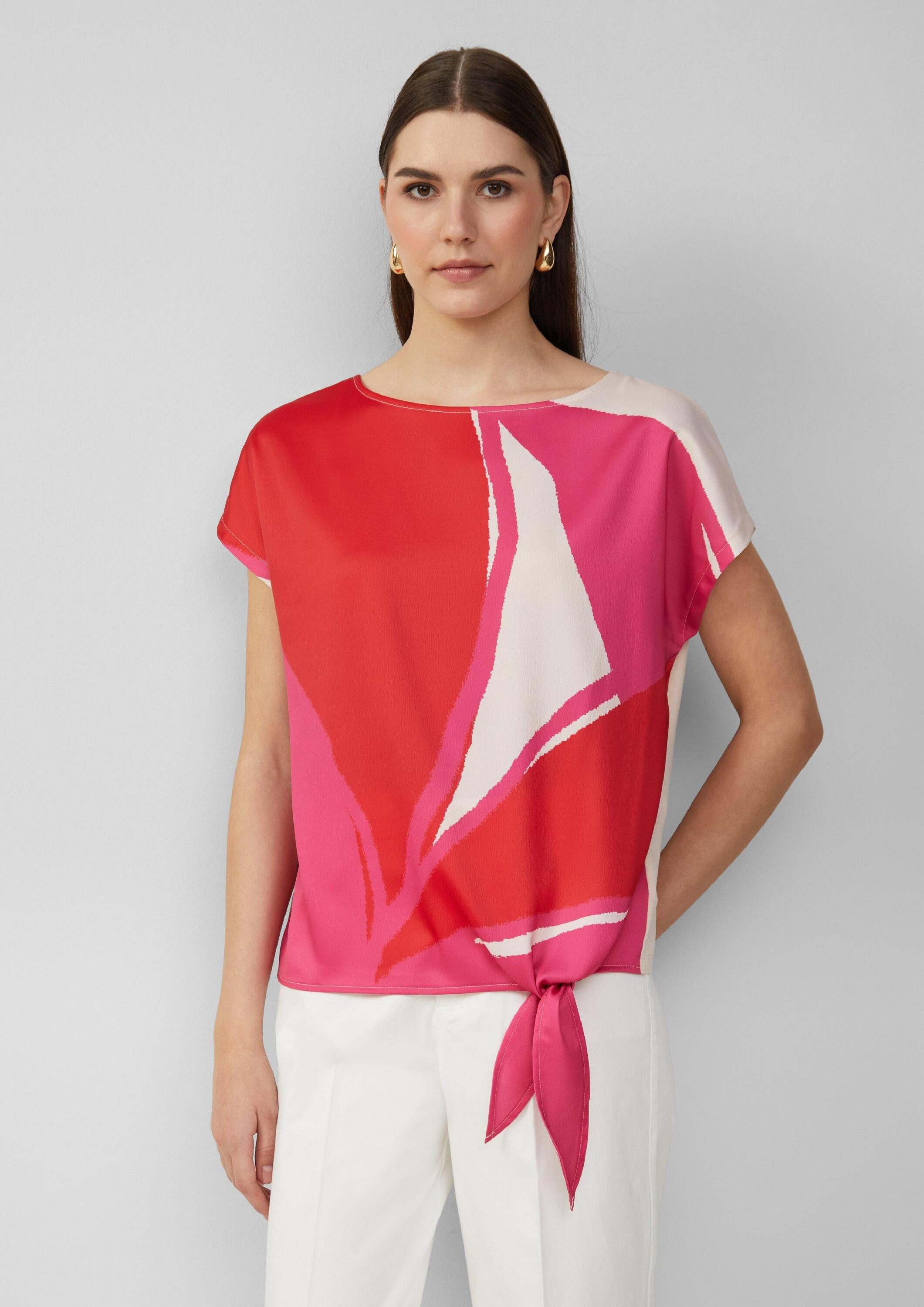 s.Oliver Kurzarmshirt T-Shirt Blusenshirt mit Knotendetail günstig online kaufen