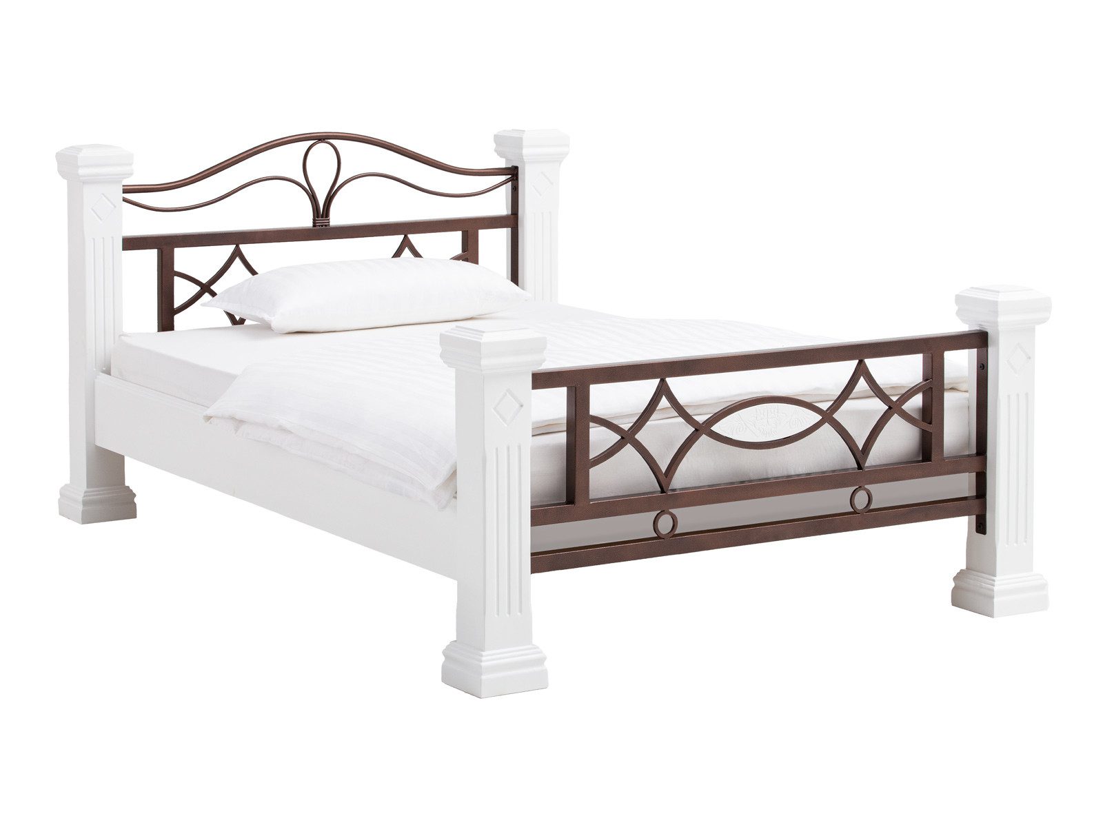 massivum Massivholzbett Byzanz, Metall Holz weiß, Doppelbett günstig online kaufen